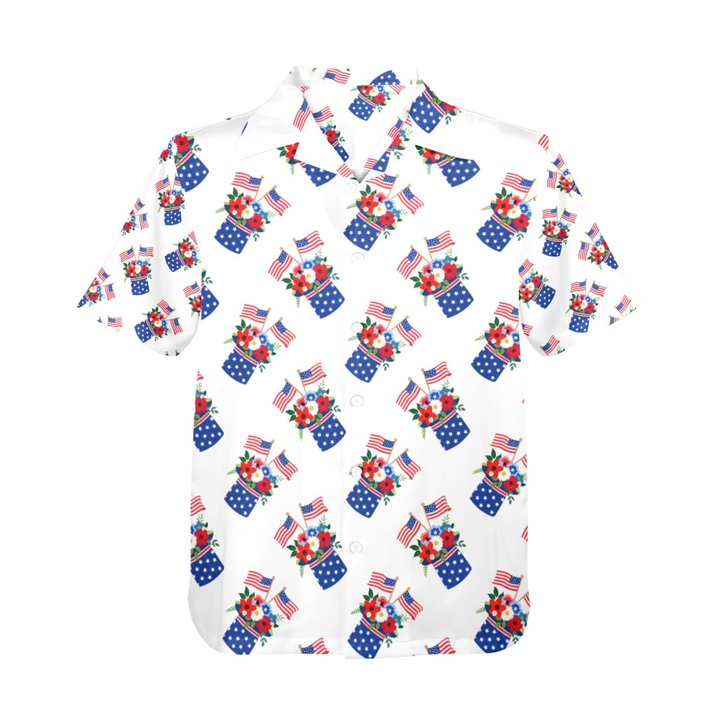 Red White Blue Celebration Men's All Over Print Shirt Made In USA Ships to USA Only Free Shipping