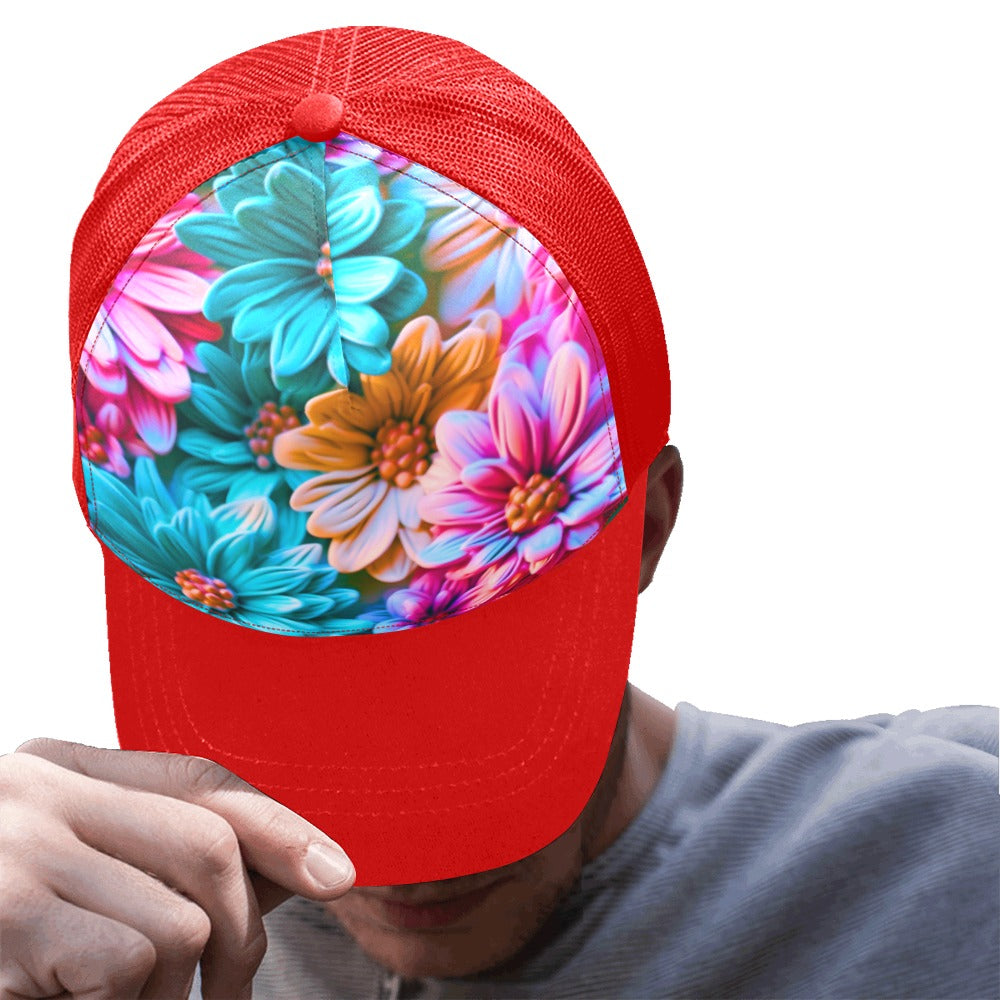 Bright Flowers Baseball Cap Red