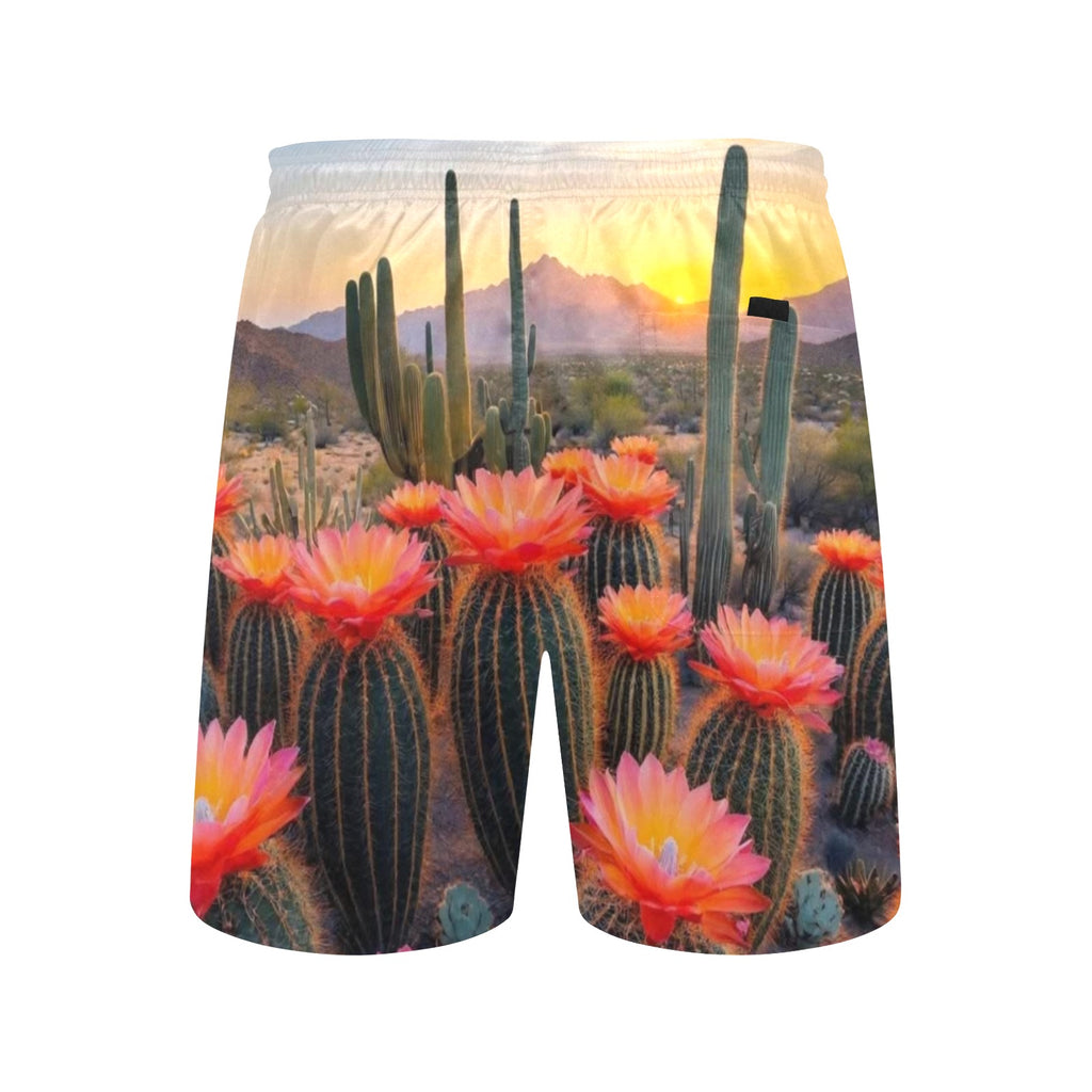 Arizona Cactus Flower  Men's Mid-Length Beach Shorts Free Shipping