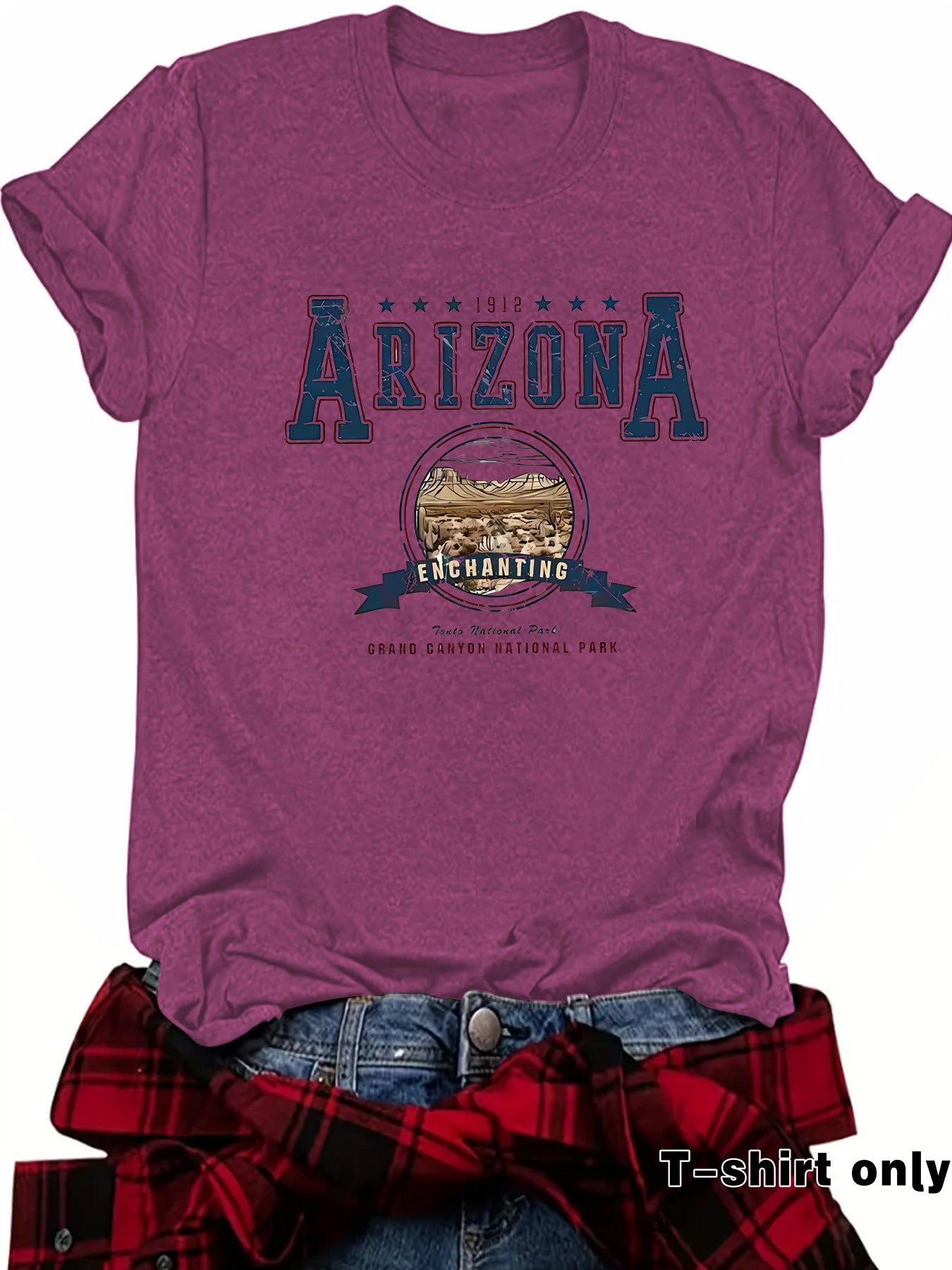 Round neck short sleeved t-shirt with ARIZONA print