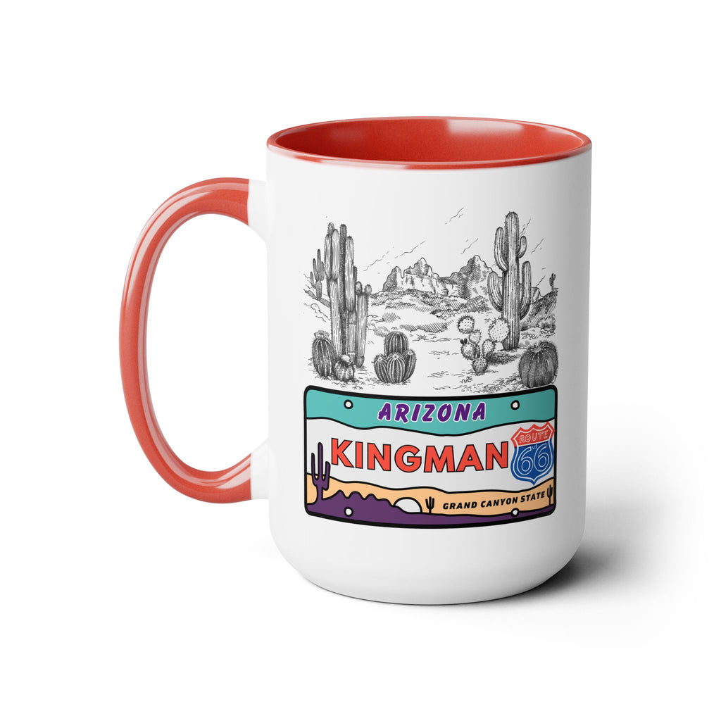Kingman Arizona Route 66 Two-Tone Coffee Mugs, 15oz