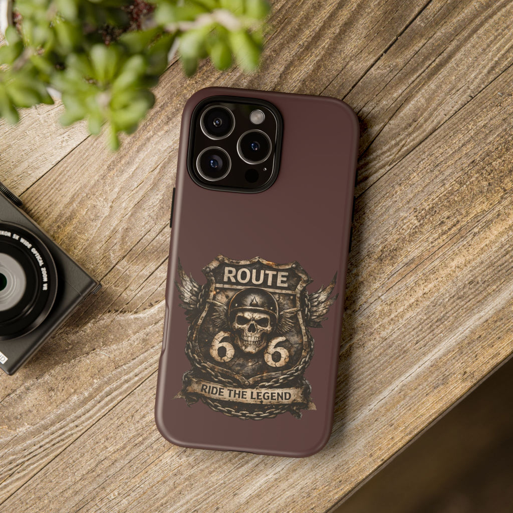 Route 66 Skull Helmet phone case | Motorcycle emblem, Ride the Legend