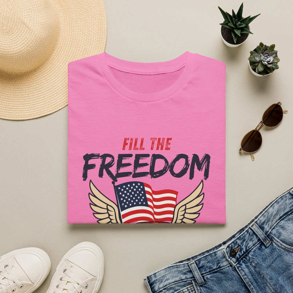 Fill the Freedom Vintage Car T-Shirt | American Flag Wings Chicago to Santa Monica Route 66