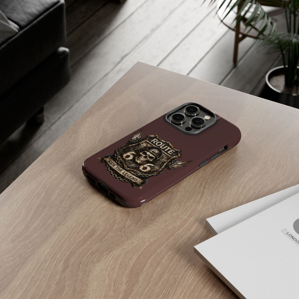 Route 66 Skull Helmet phone case | Motorcycle emblem, Ride the Legend
