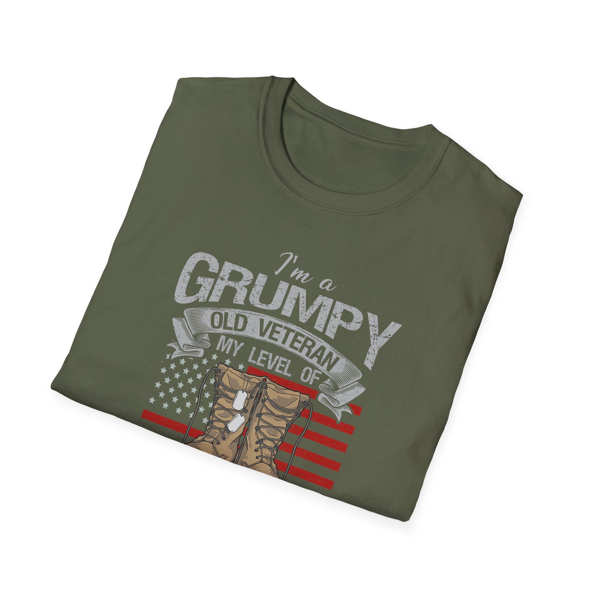 Grumpy Old Veteran Boots, T-Shirt | American Flag, Sarcasm Depends on Stupidity