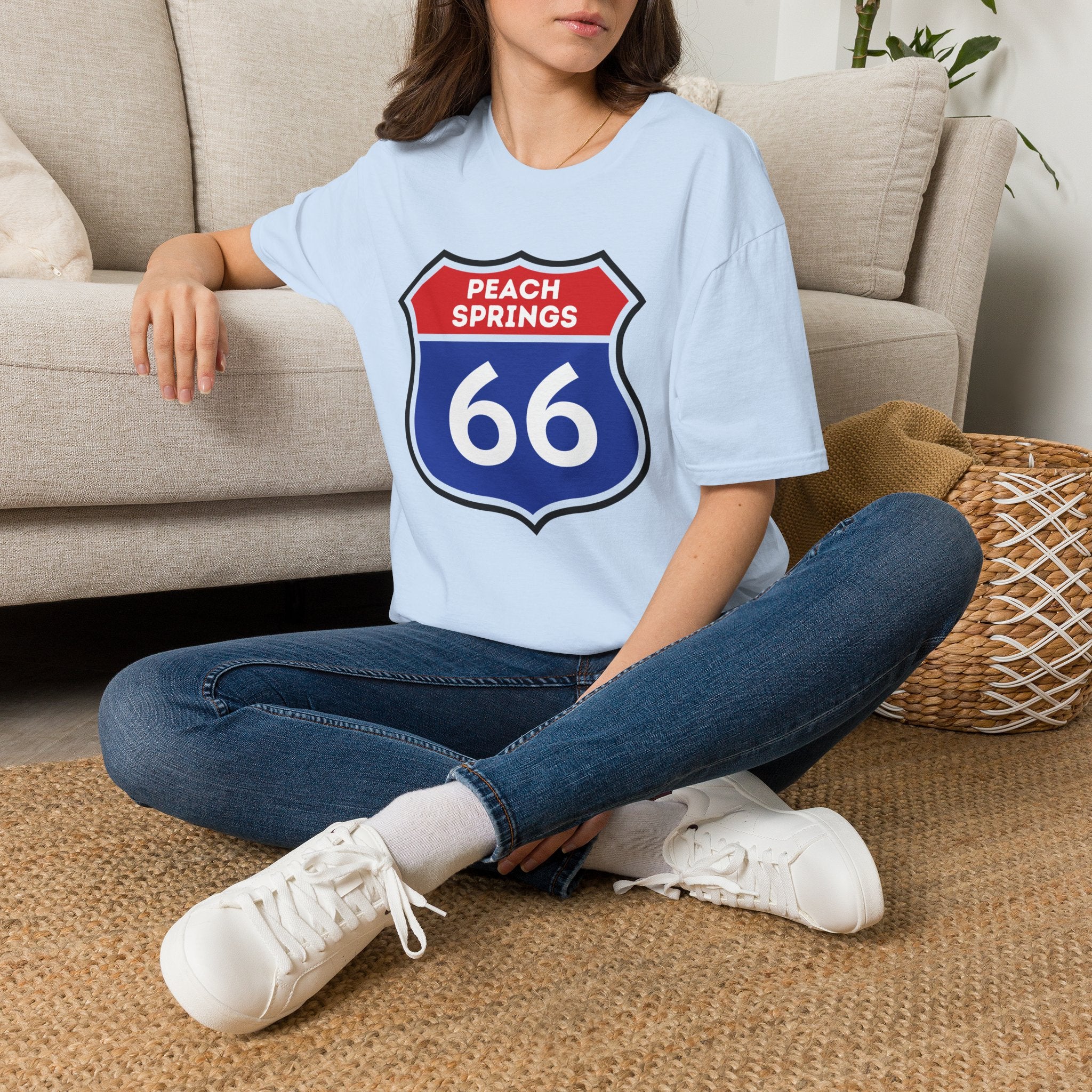Peach Springs 66 Shield T-Shirt | Route 66 Road Sign Shirt