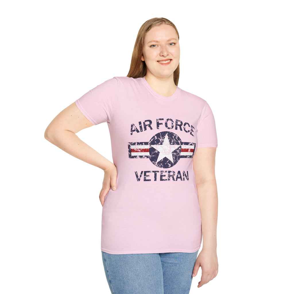 Air Force Veteran Distressed Logo T-Shirt | Military Star Stripe Tee