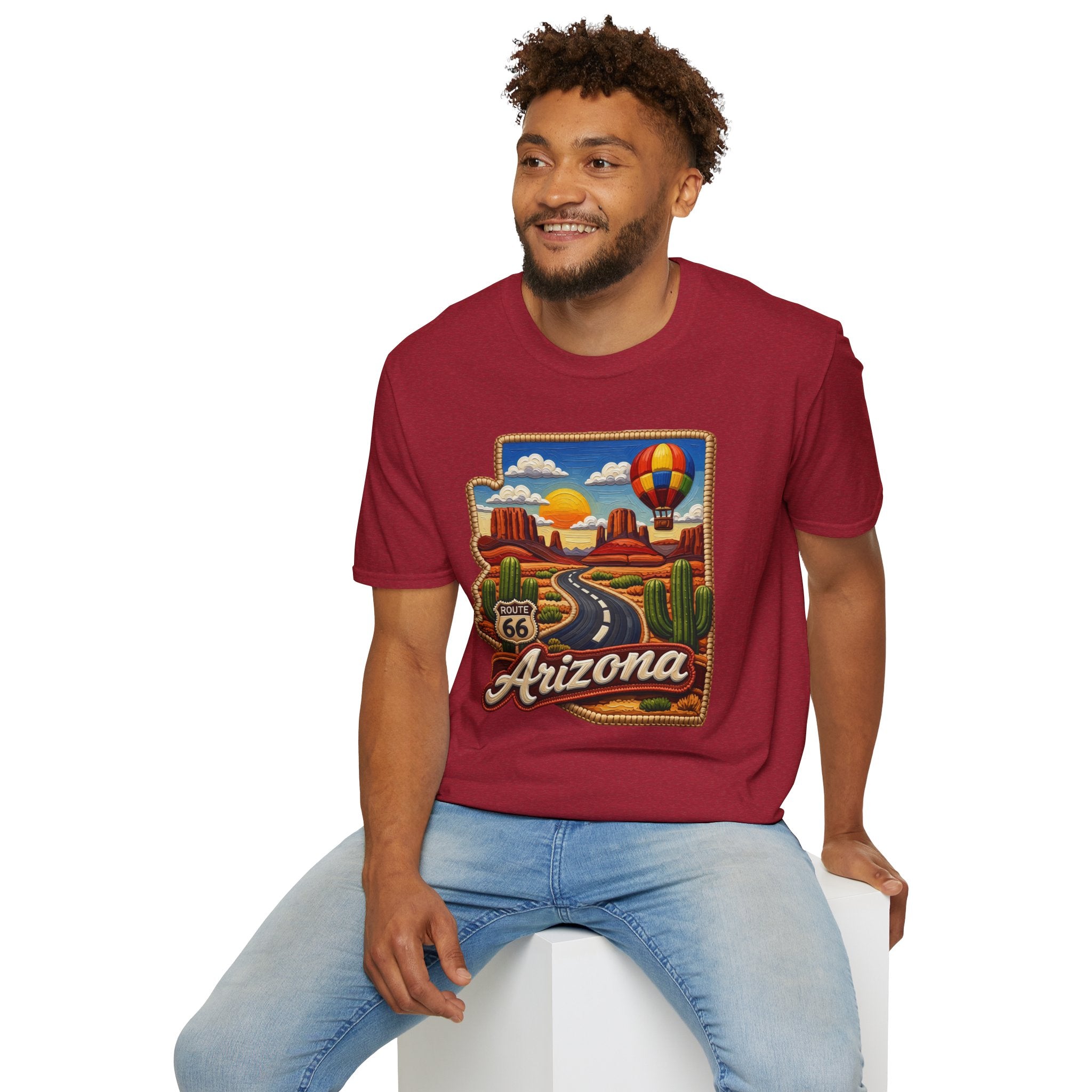 Arizona Route 66 Desert Road T-Shirt | Hot Air Balloon Southwestern Scene