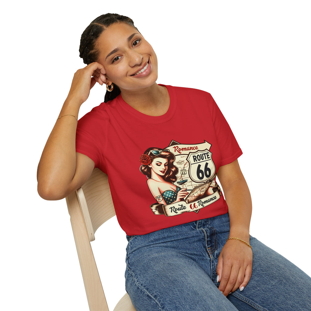 Pinup Girl Route 66 T-Shirt | Vintage Roadtrip Retro Sign