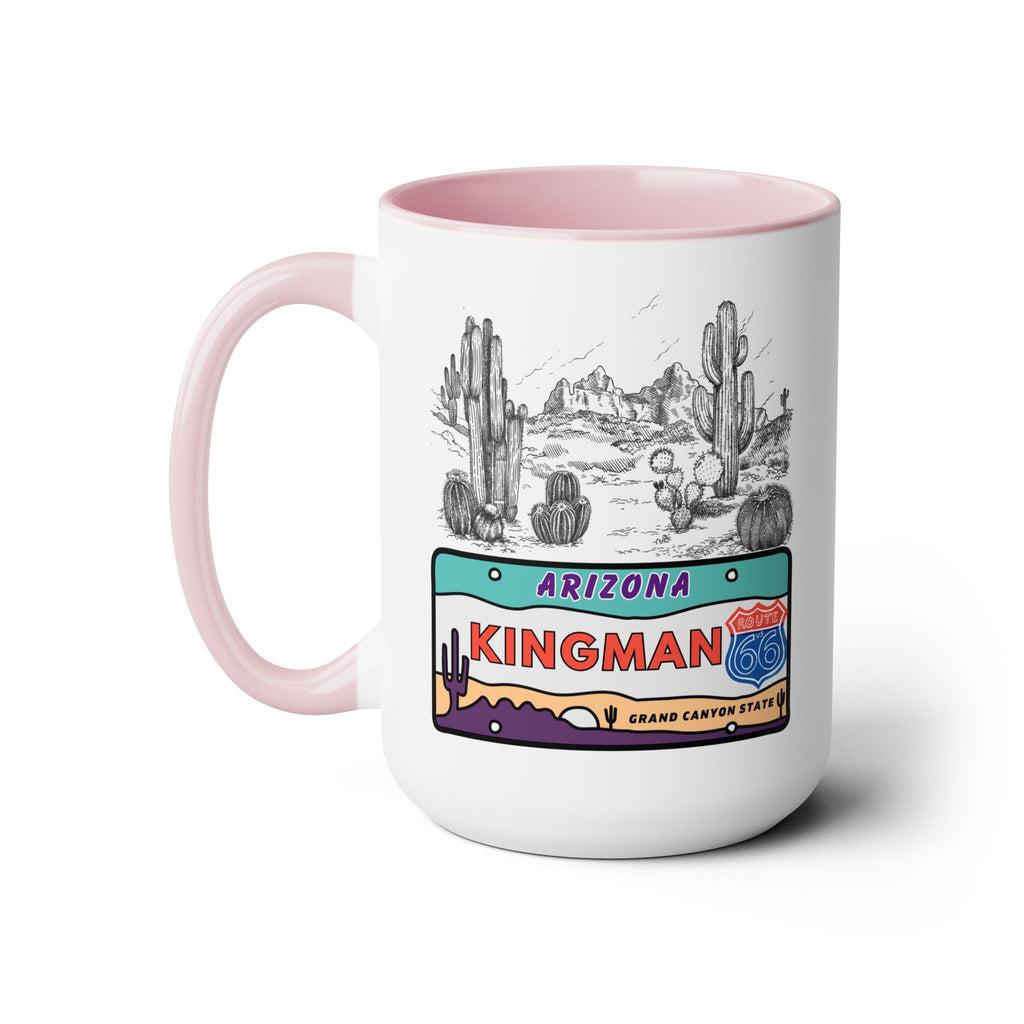 Kingman Arizona Route 66 Two-Tone Coffee Mugs, 15oz