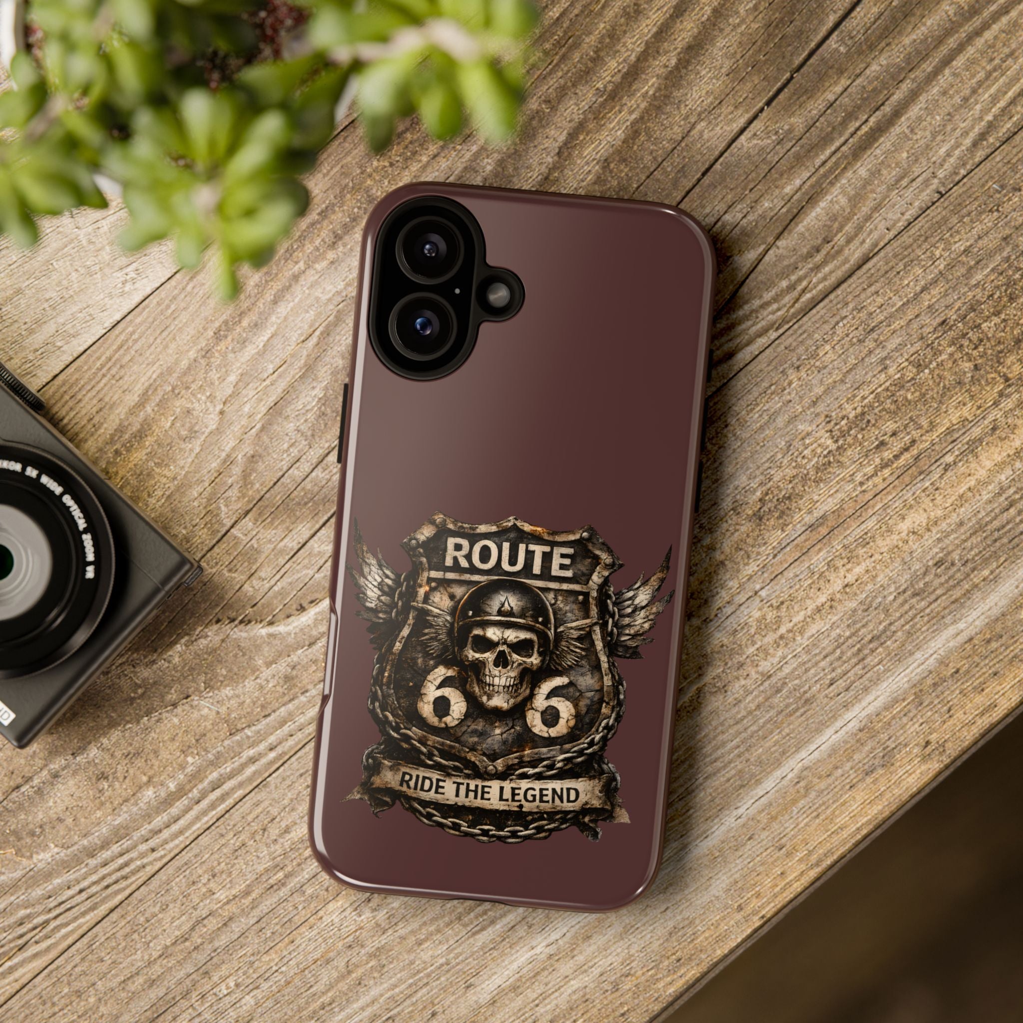 Route 66 Skull Helmet phone case | Motorcycle emblem, Ride the Legend