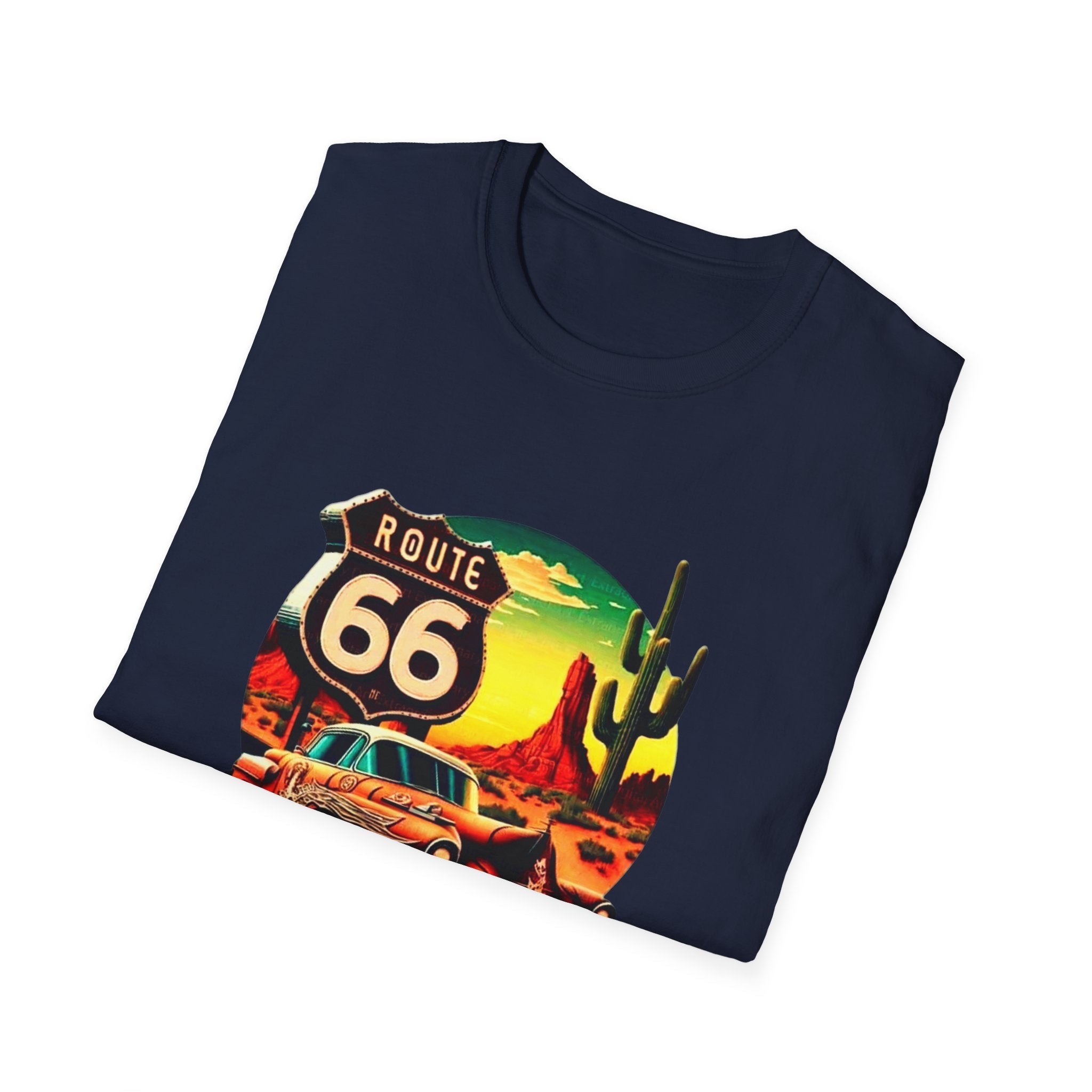 Route 66 Mens and Womans Softstyle T-Shirt, Unisex Retro Vintage Tee, Road Trip Travel Shirt, Hipster Graphic Top, Americana Clothing