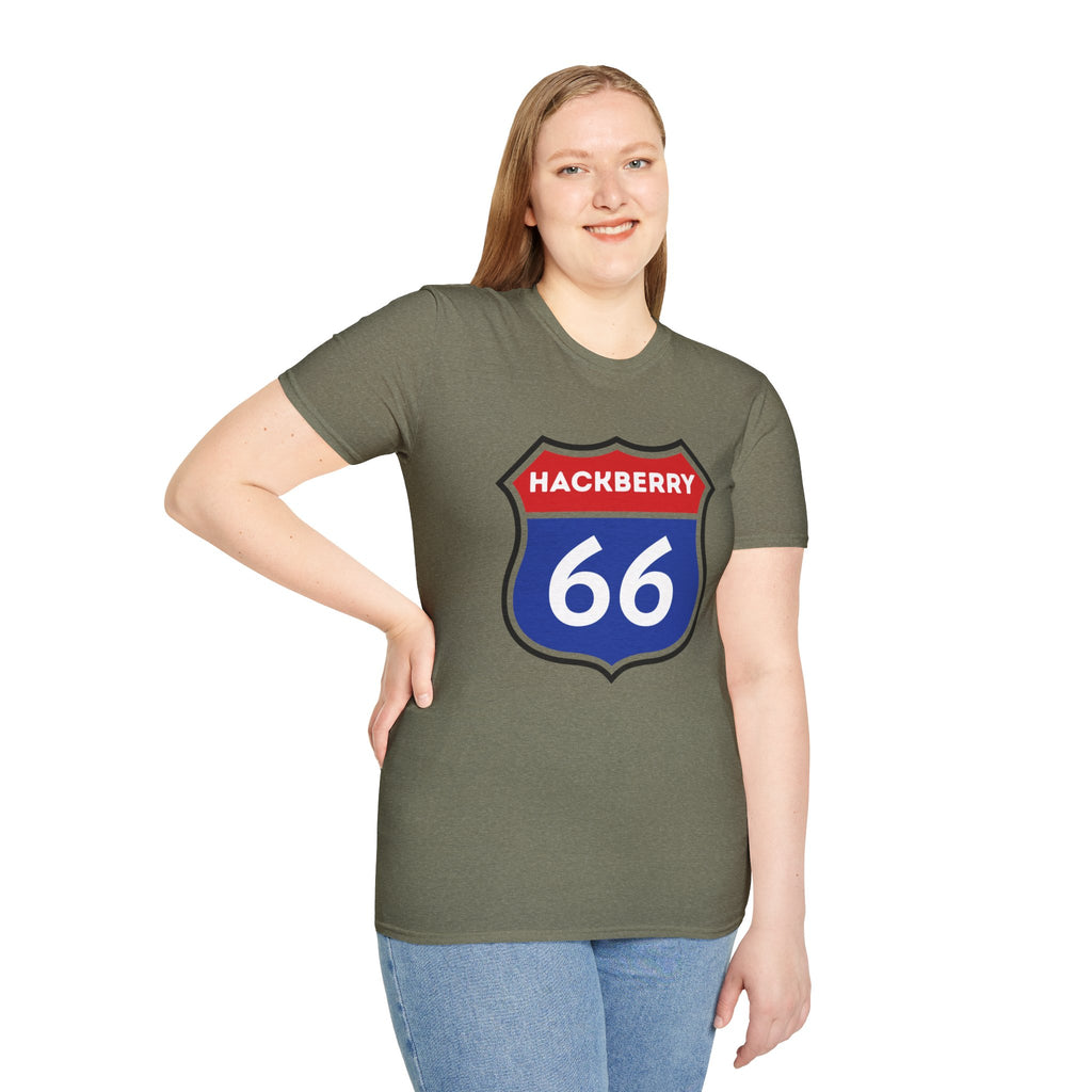 Hackberry 66 Shield T-Shirt | Route 66 Road Sign Tee
