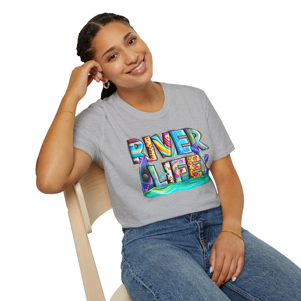 River Life T-Shirt | Colorful Fishing Scenic Graphic