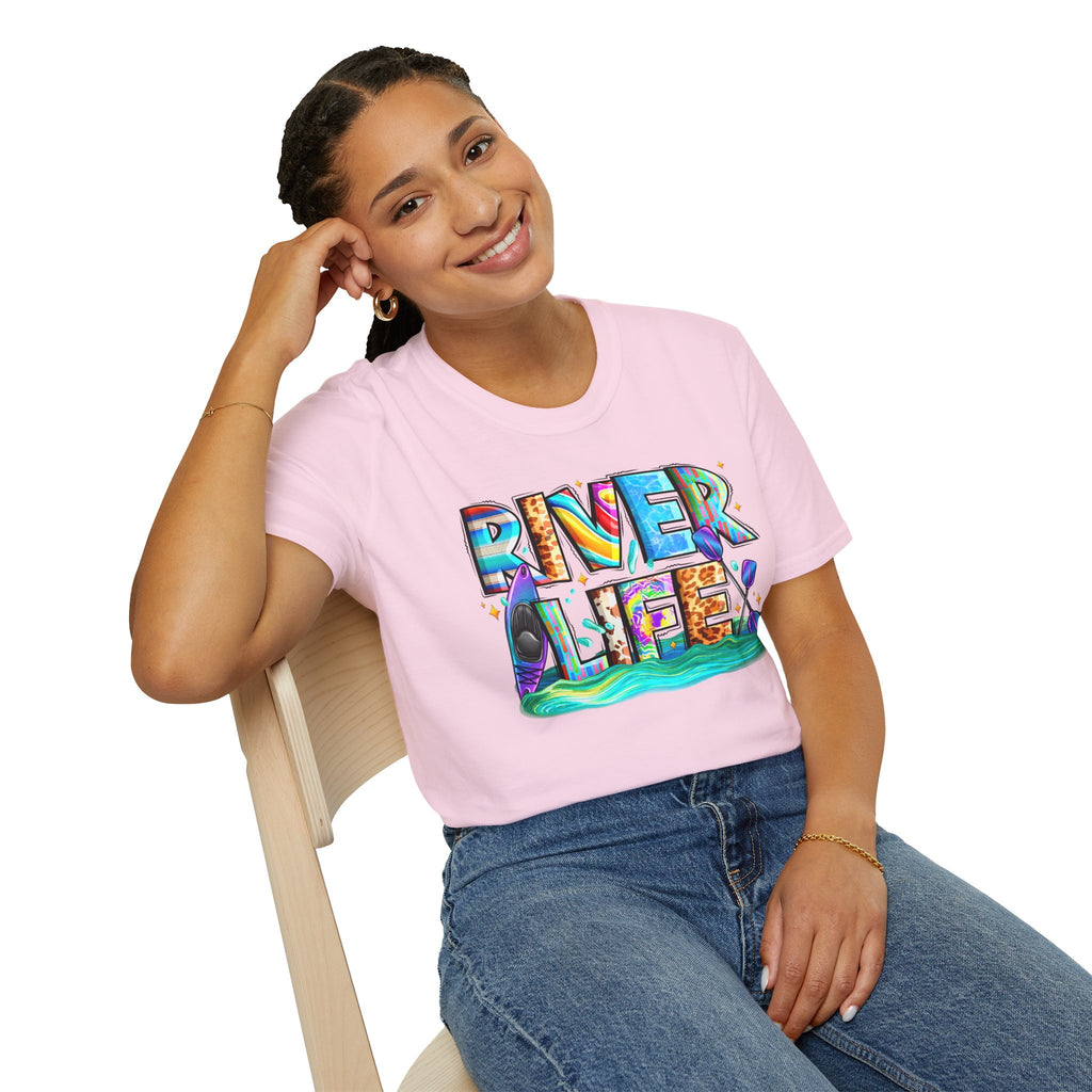 River Life T-Shirt | Colorful Fishing Scenic Graphic