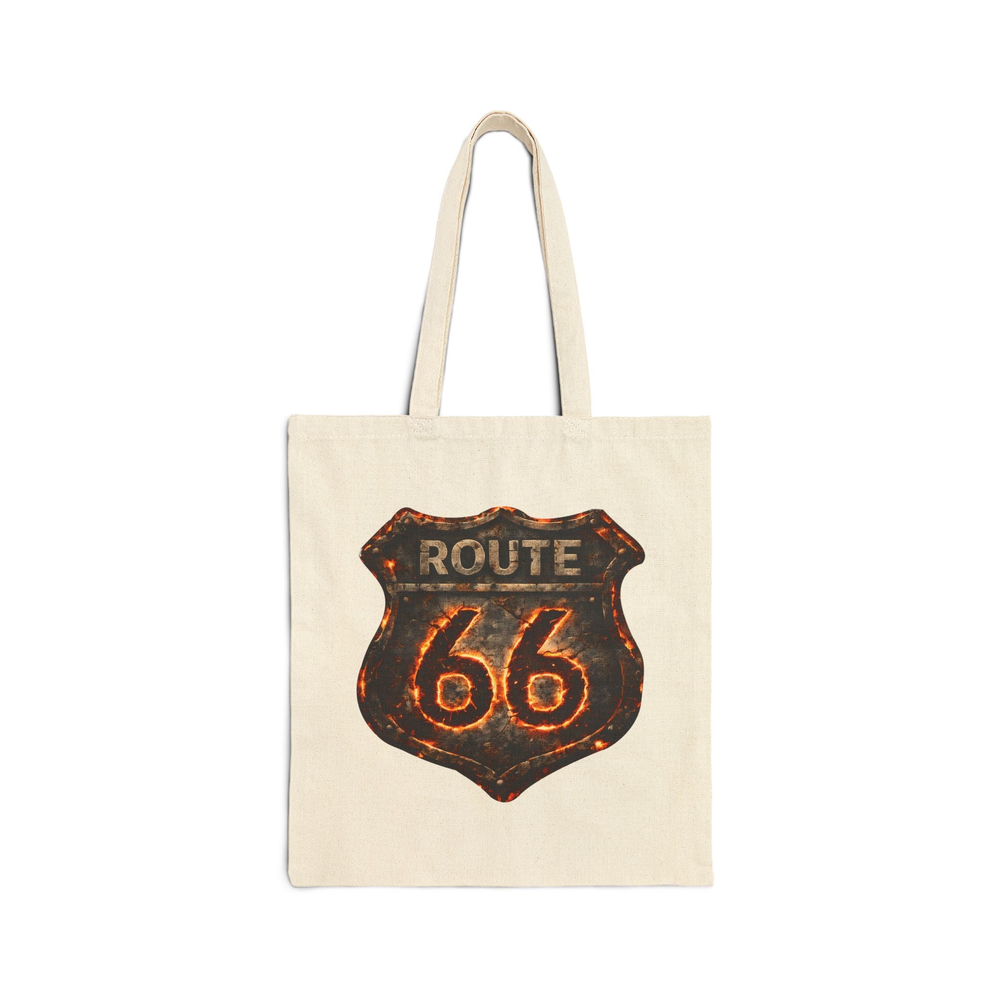 Route 66 Shield Tote Bag | Vintage Retro Road Trip Canvas Tote