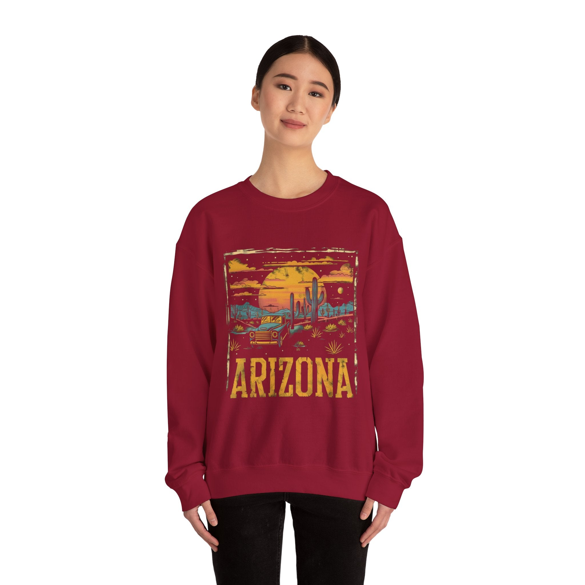 Arizona Desert Sunset Sweatshirt | Retro Cactus Landscape