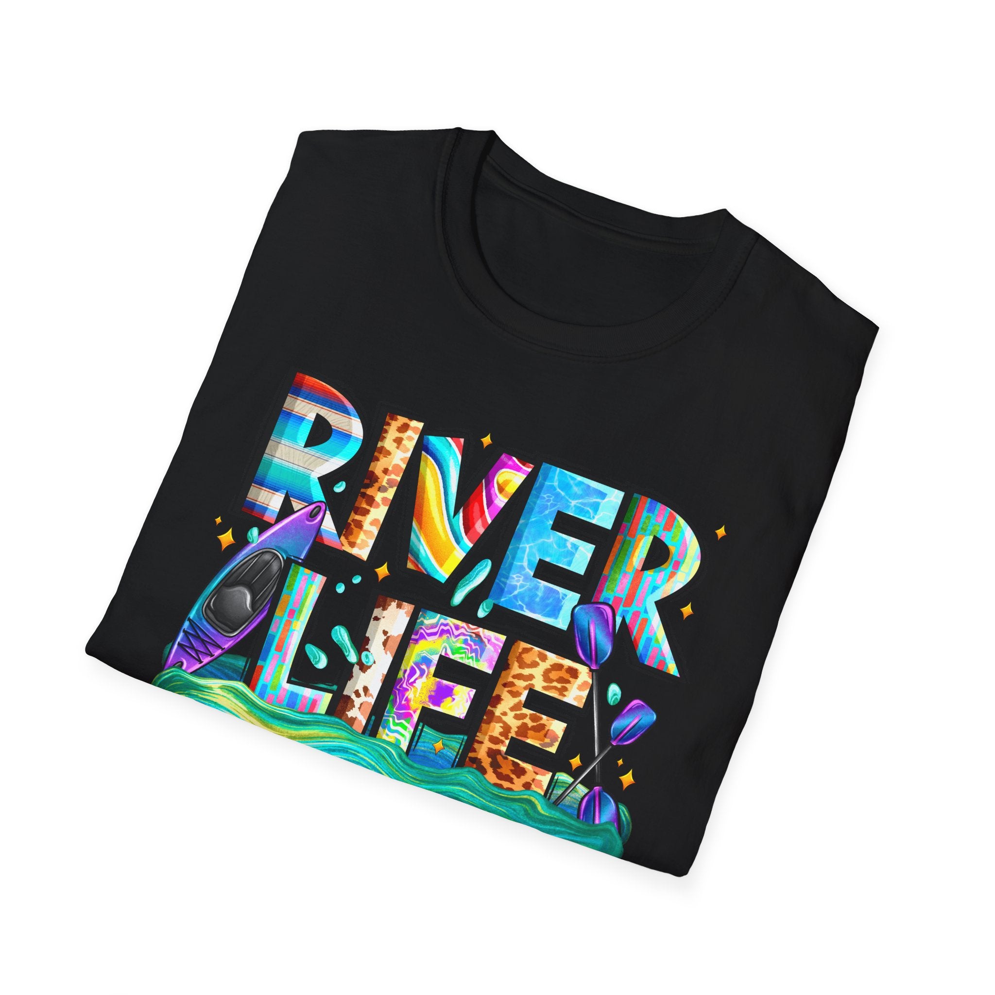 River Life T-Shirt | Colorful Fishing Scenic Graphic