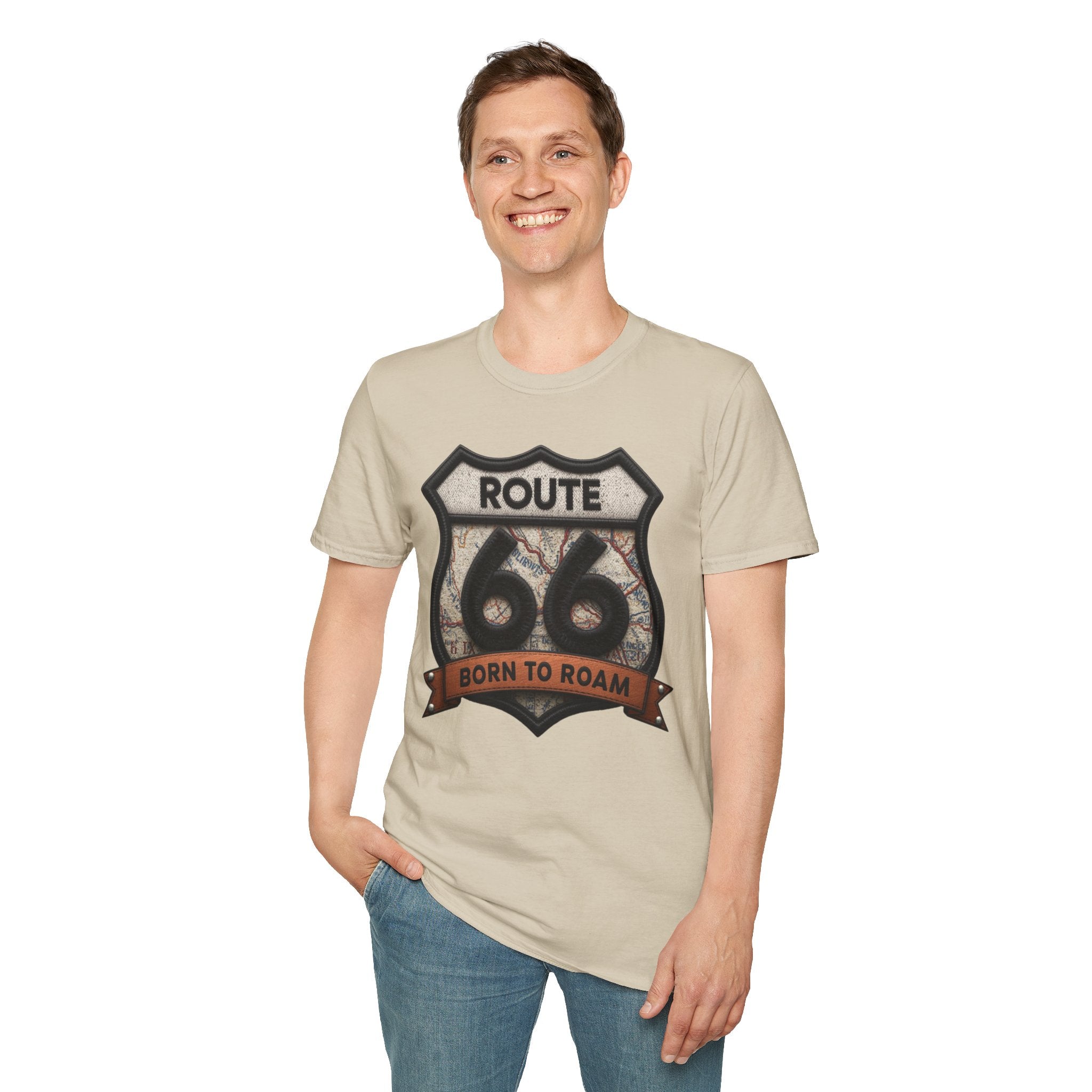 Route 66 Born to Roam T-Shirt | Vintage Highway Shield Tee