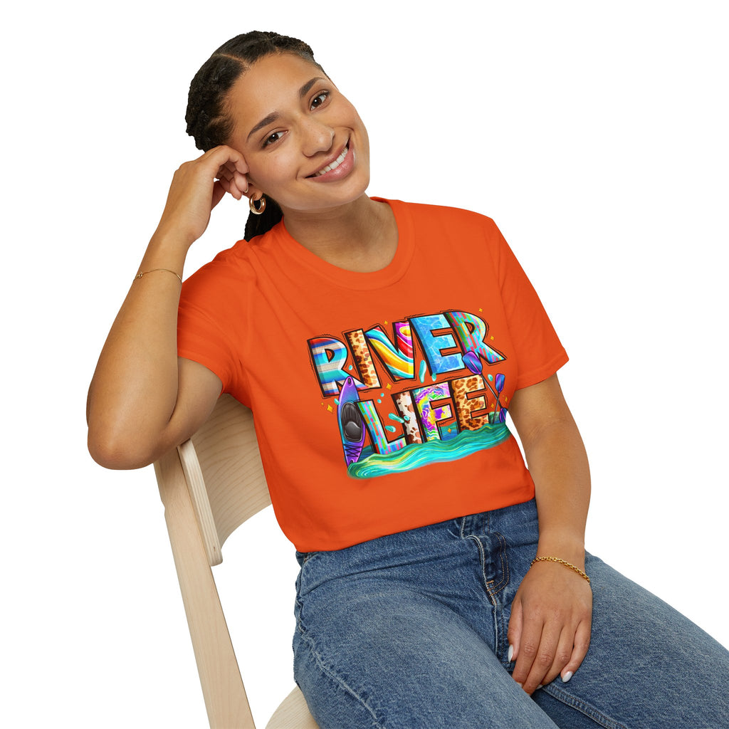 River Life T-Shirt | Colorful Fishing Scenic Graphic