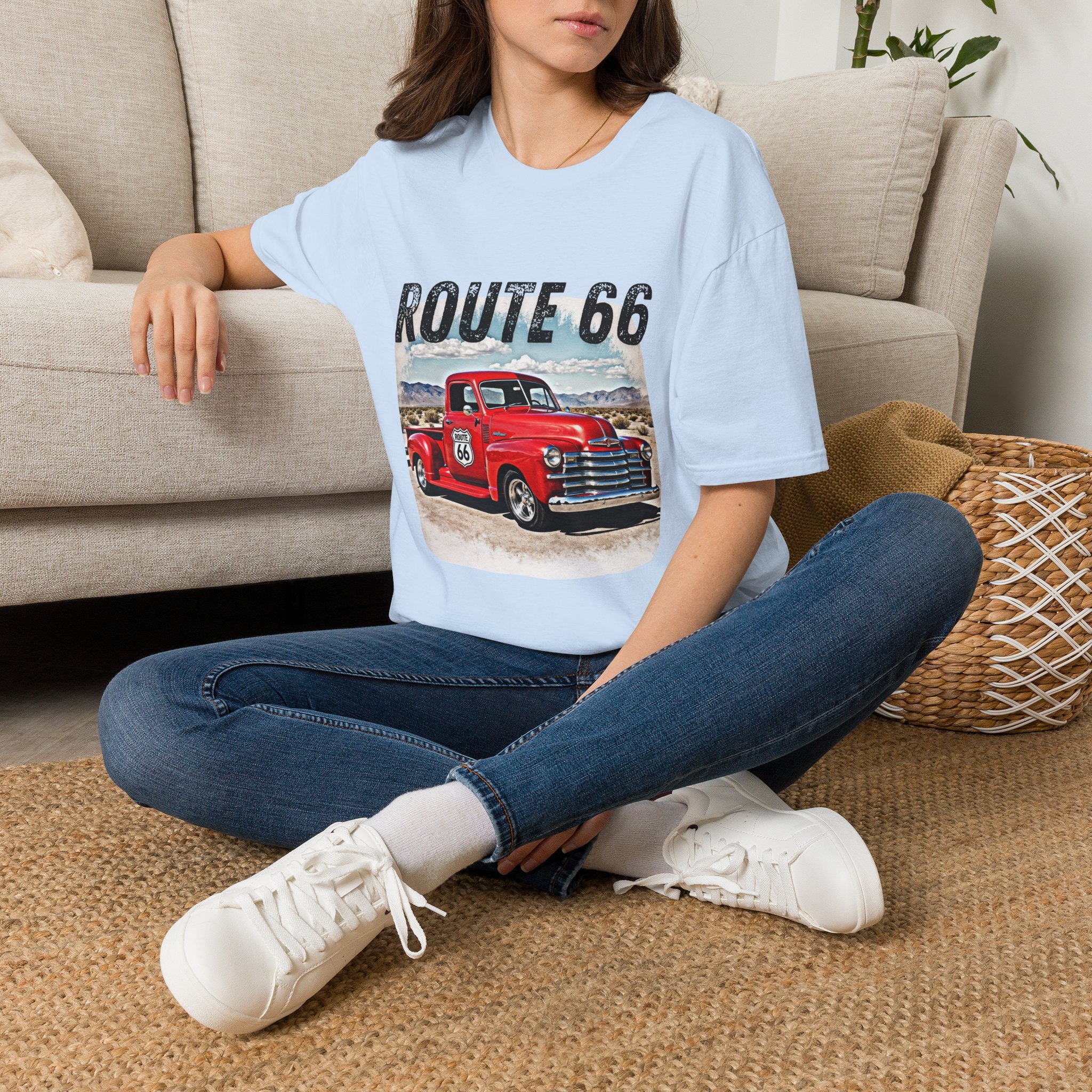 Route 66 Red Vintage Truck T-Shirt | Retro Highway Graphic