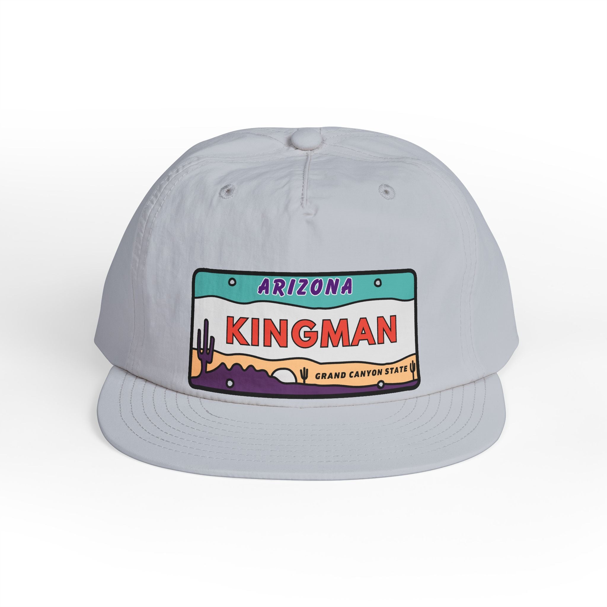 Surf Cap, Beach Hat, Summer Headwear, Kingman Arizona License Plate Dessert Cap for Water Sports
