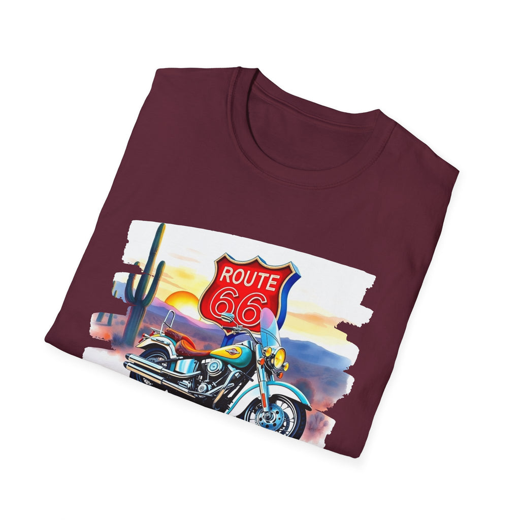 Route 66 Motorcycle T-Shirt | Desert Sunset Biker Graphic