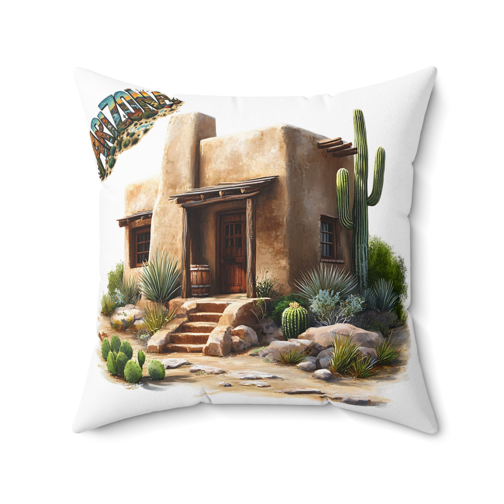 Arizona Desert Oasis Square Pillow, Southwestern Decor, Boho Home Accent, Cactus Pillow, Cozy Gift for Nature Lovers, Room Makeover AZ