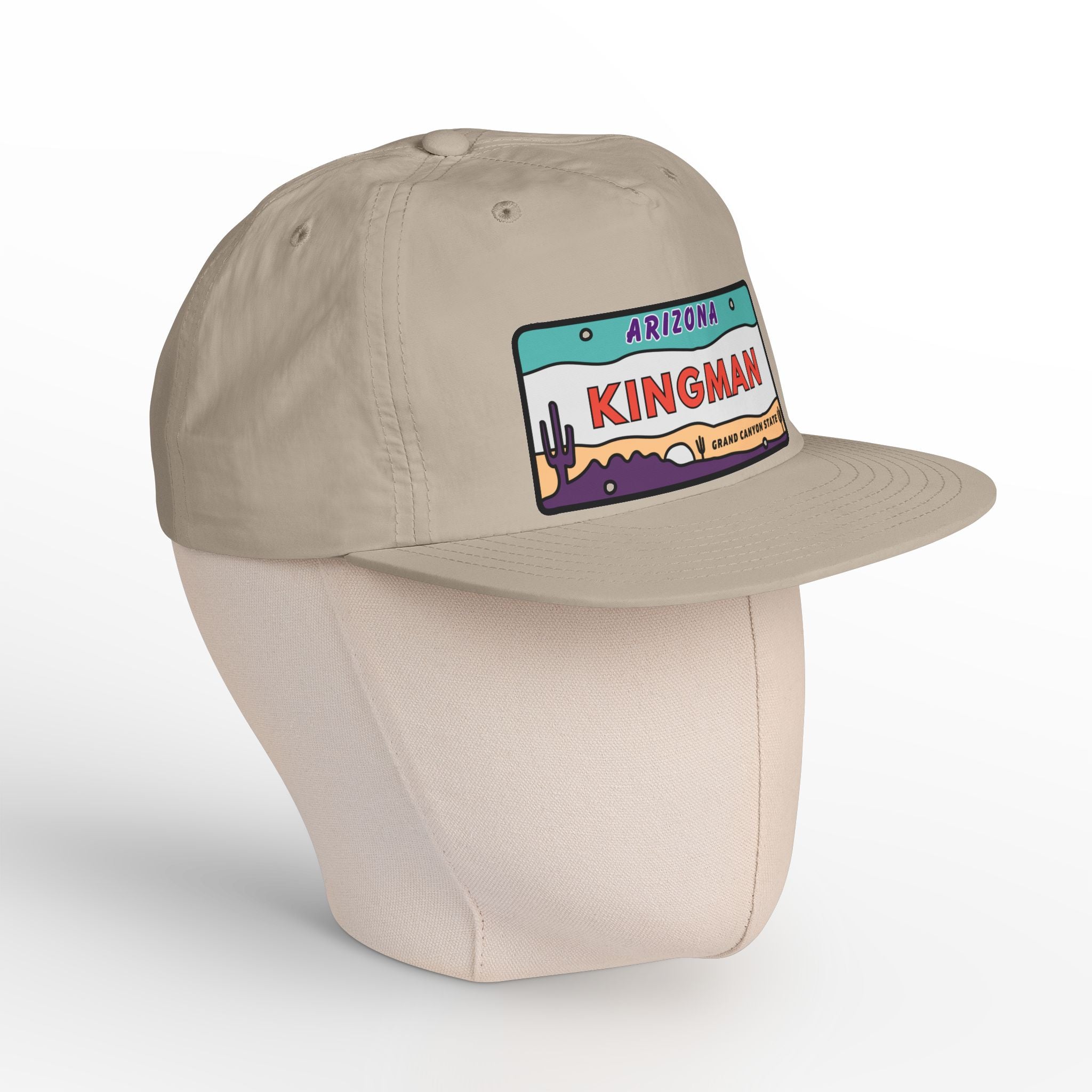 Surf Cap, Beach Hat, Summer Headwear, Kingman Arizona License Plate Dessert Cap for Water Sports