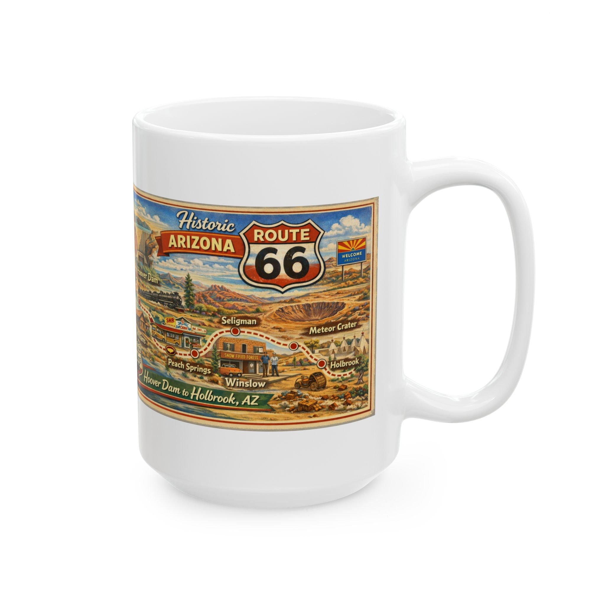 Historic Vintage Route 66 Arizona map mug | Route 66 Ceramic Mug