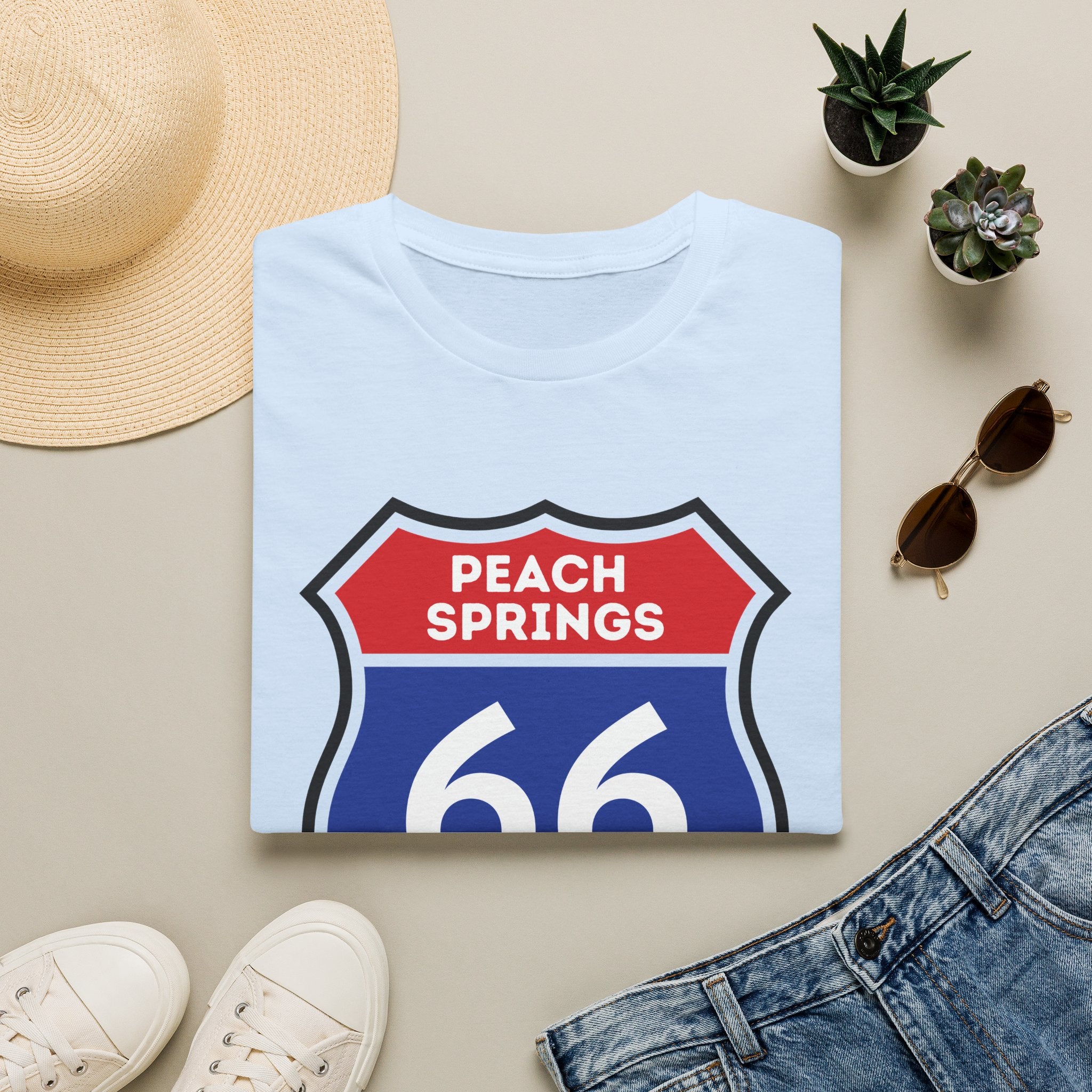 Peach Springs 66 Shield T-Shirt | Route 66 Road Sign Shirt