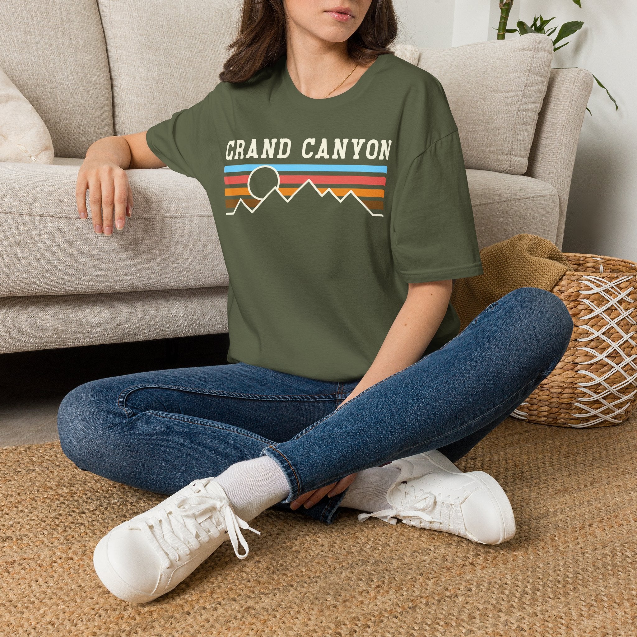 Grand Canyon Retro Sunset T-Shirt | Printed Front and Back National Park Landscape