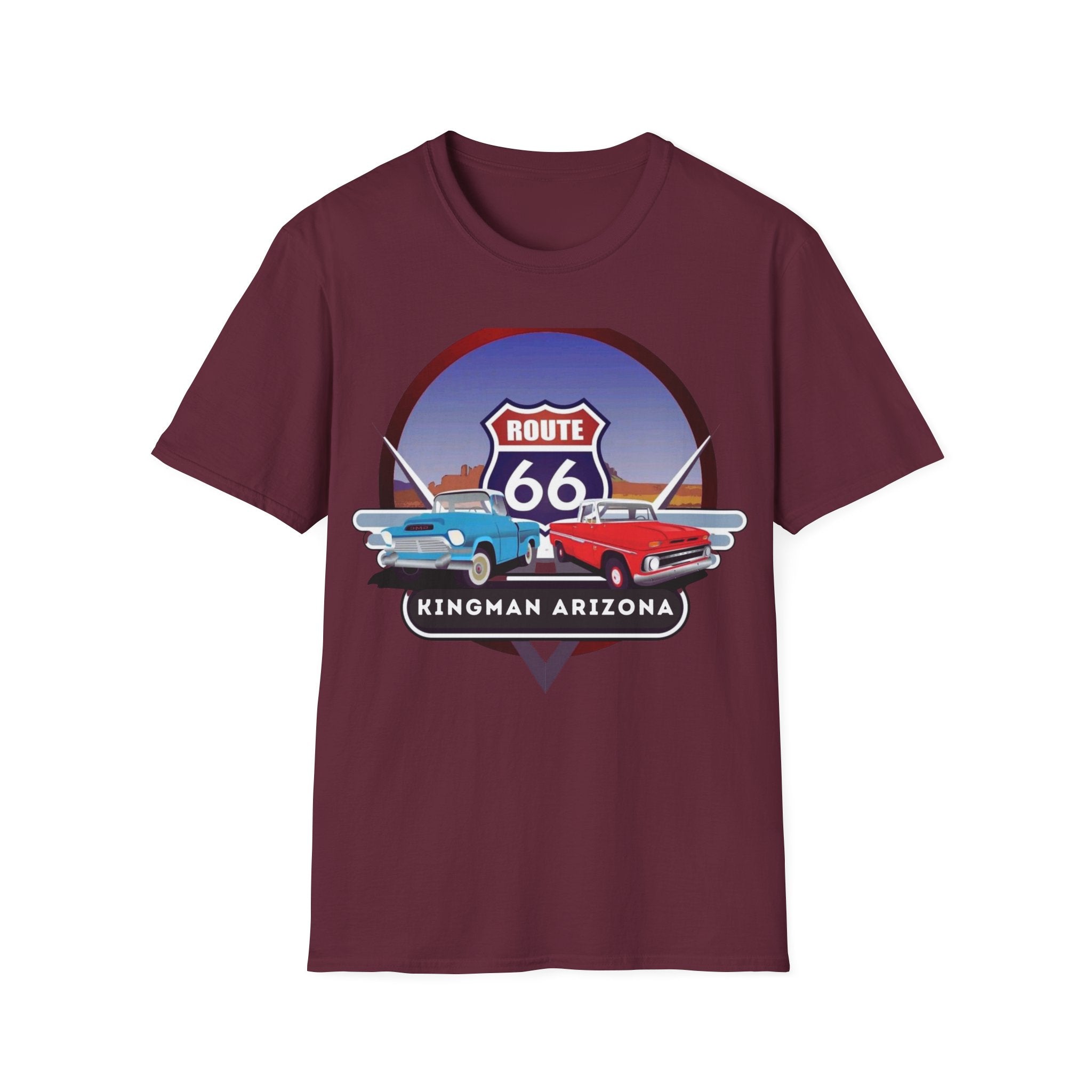 Route 66 Kingman Arizona Softstyle T-Shirt, Vintage Tee, Retro Shirt, Unisex Top, Gift for Travelers