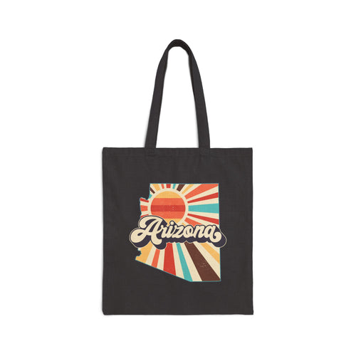 Arizona retro sunset Tote Bag | state outline, vintage rays