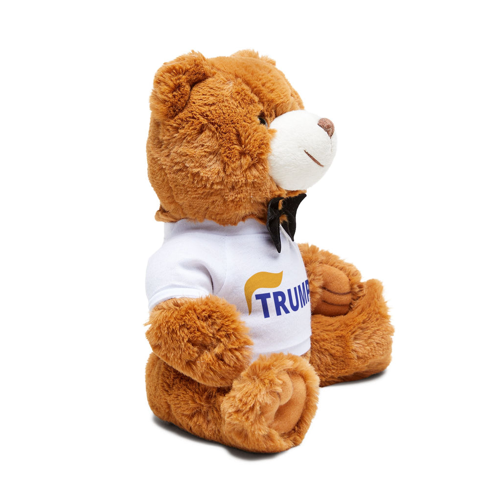 Trump Teddy Bear with Political Logo T-Shirt Plush Toy | Brown Stuffed Animal