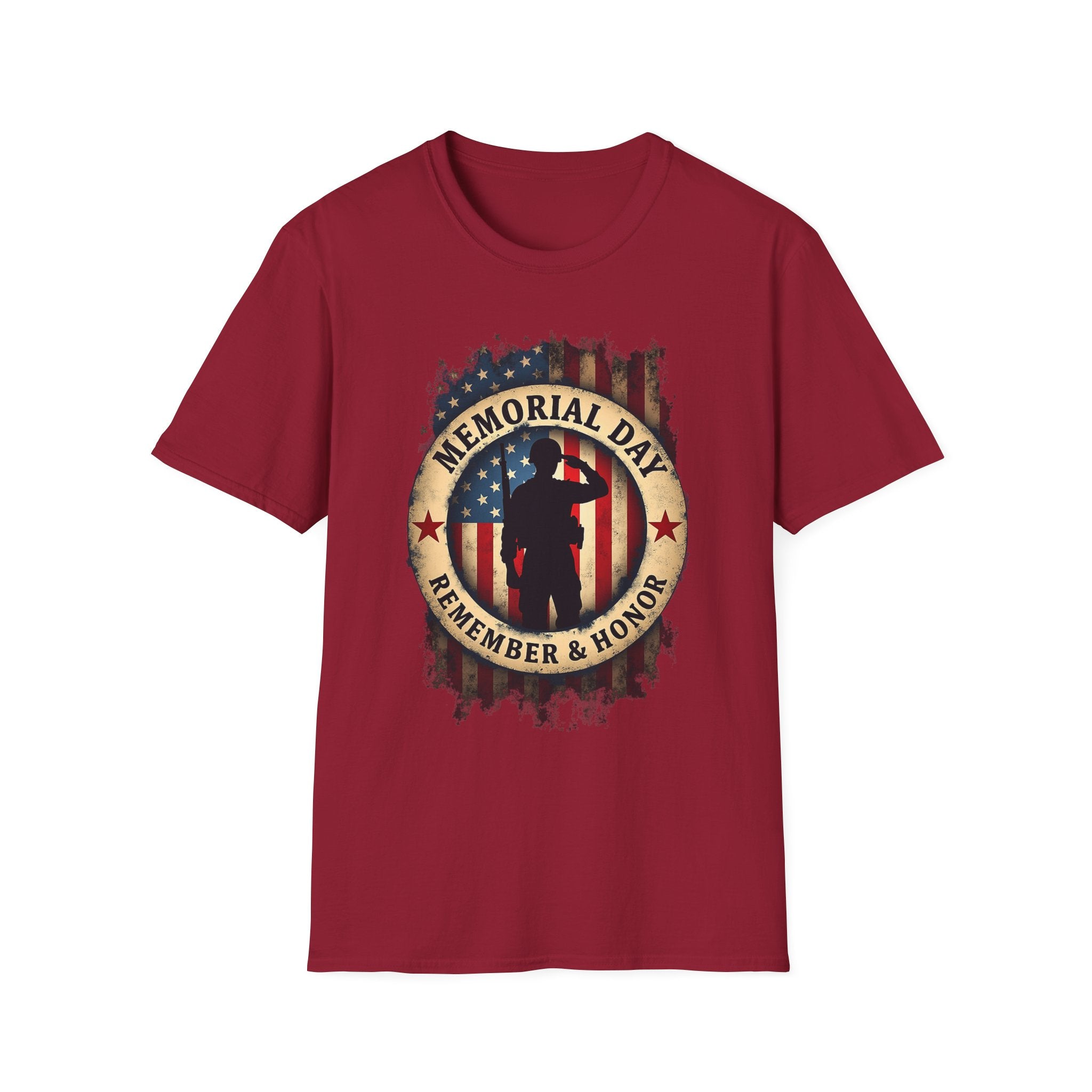 Memorial Day Remember & Honor T-Shirt | Soldier Silhouette American Flag