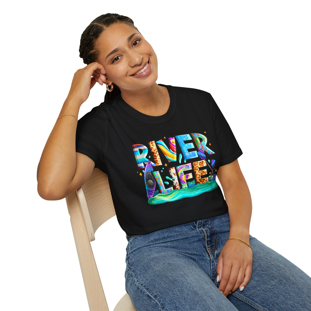 River Life T-Shirt | Colorful Fishing Scenic Graphic