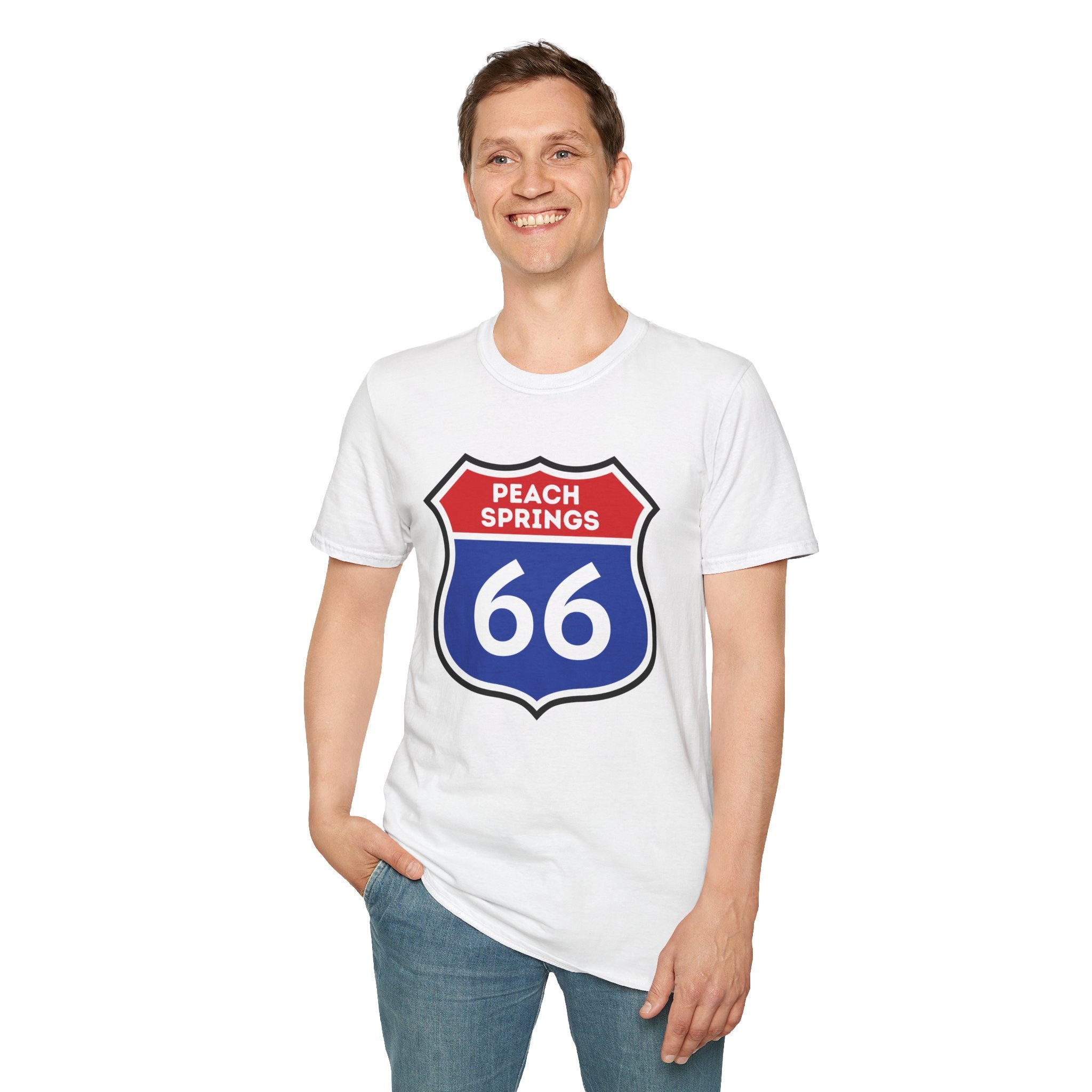 Peach Springs 66 Shield T-Shirt | Route 66 Road Sign Shirt