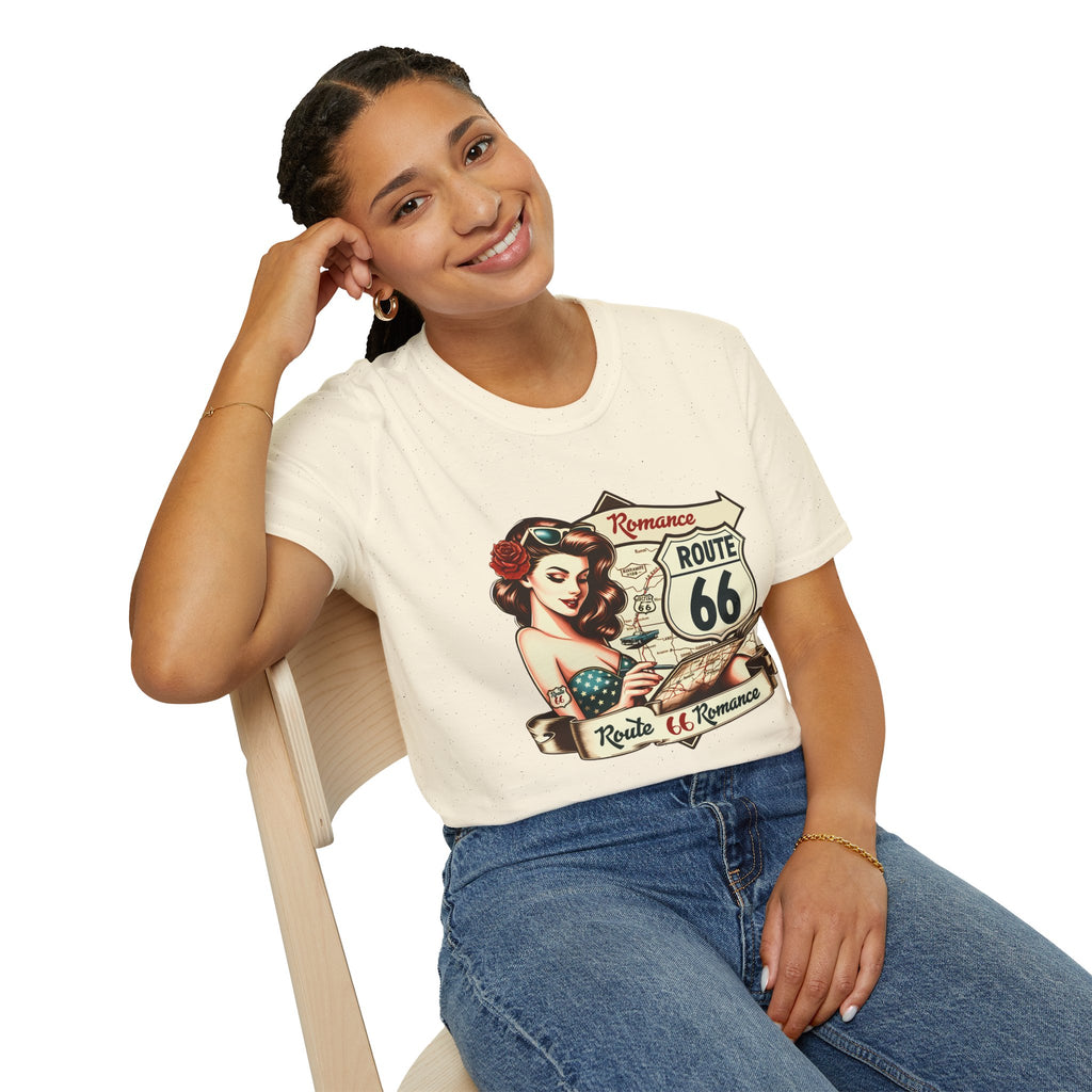 Pinup Girl Route 66 T-Shirt | Vintage Roadtrip Retro Sign