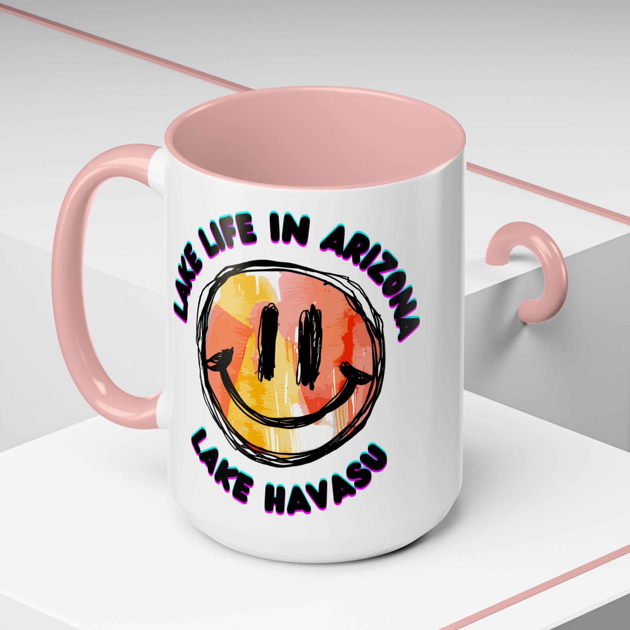 Lake Life in Arizona Smiley Mug | Lake Havasu Accent Coffee Mug