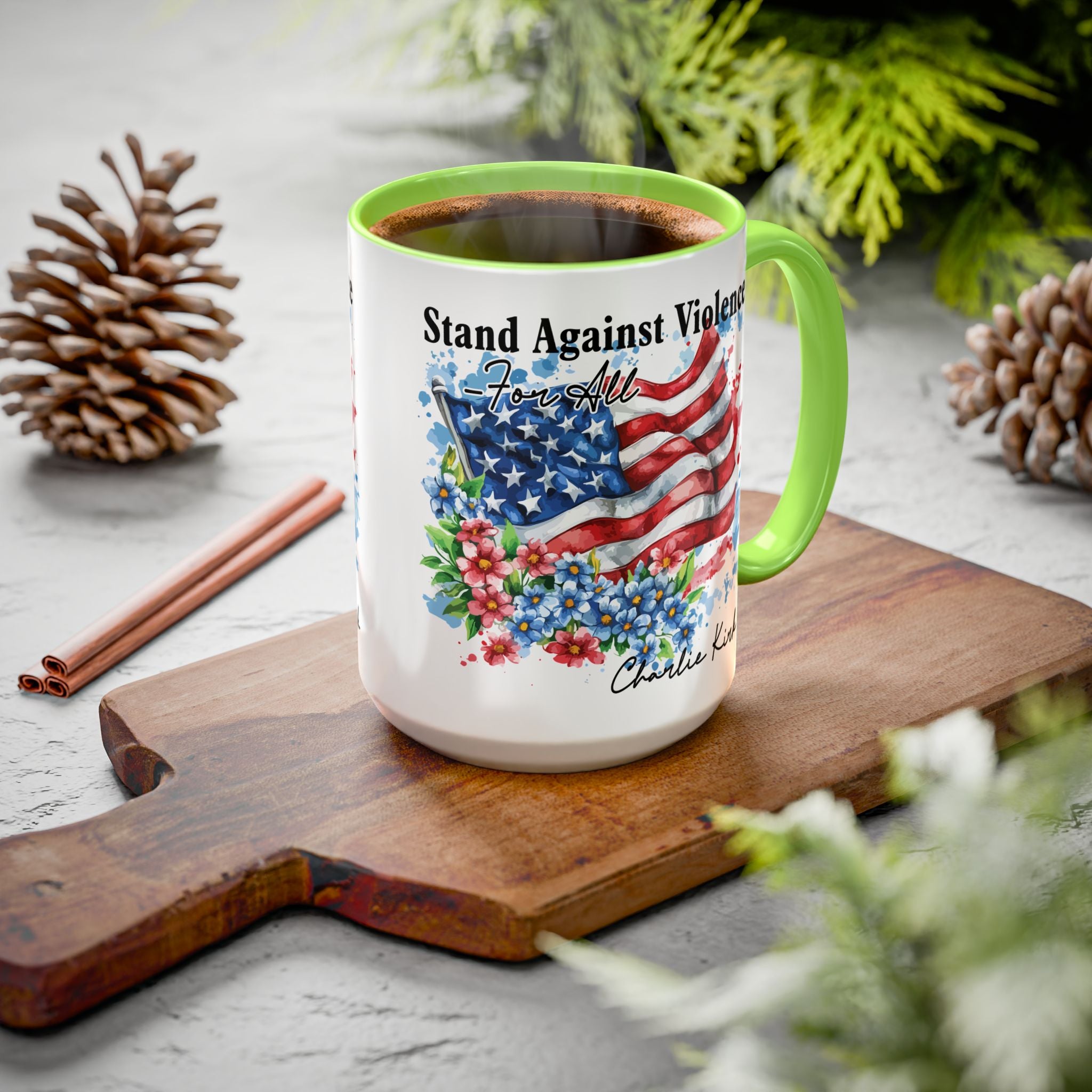 Charlie Kirk Patriotic Coffee Mugs for Inspiration, Stand Against Violence, Colorful Mugs, Gift for Activists, Tea Lovers, 4th of July