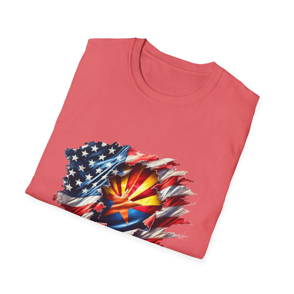 Arizona Flag Ripped Effect T-Shirt | USA Stars Stripes State Emblem