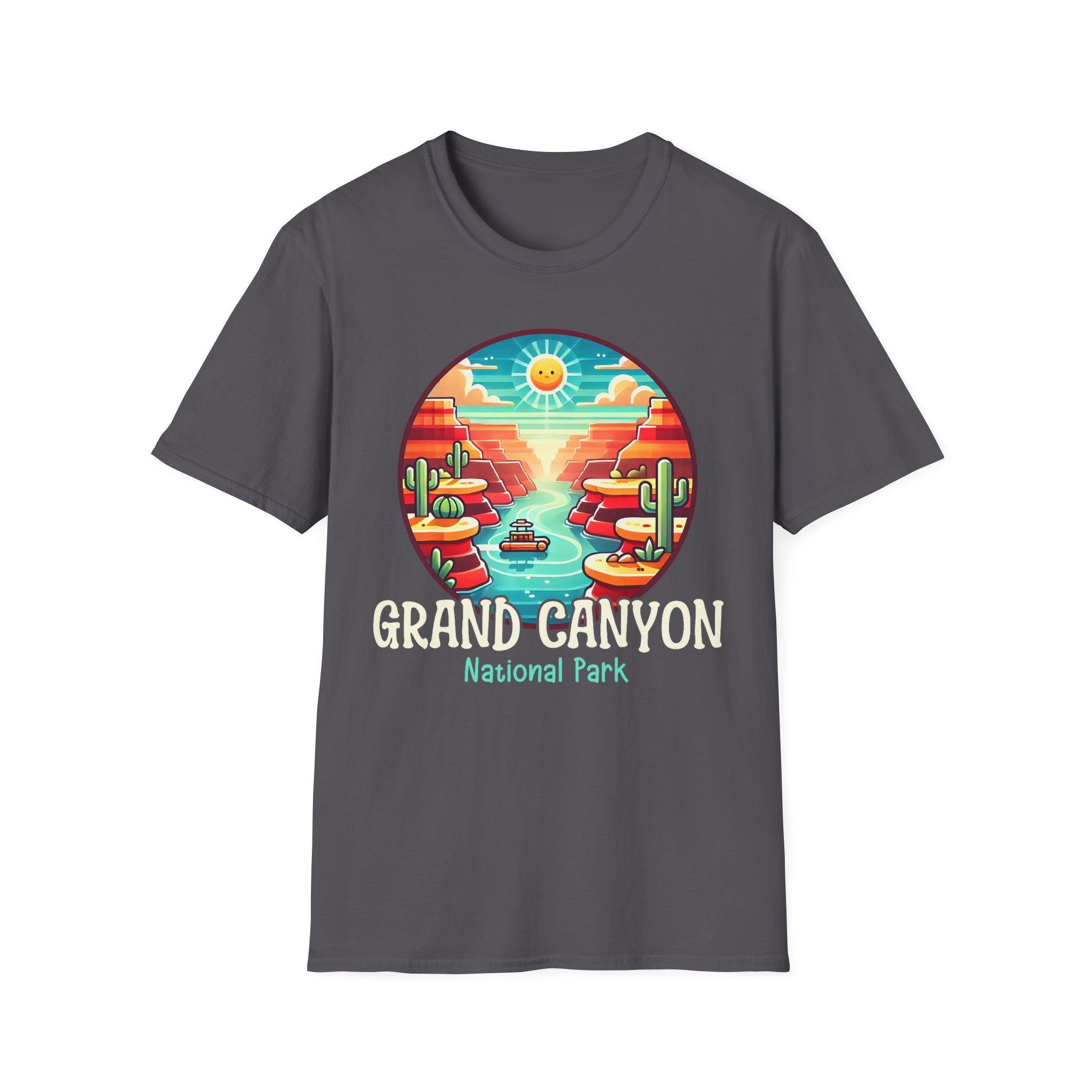 Grand Canyon National Park Retro Sunset T-Shirt | Canyon River Illustration