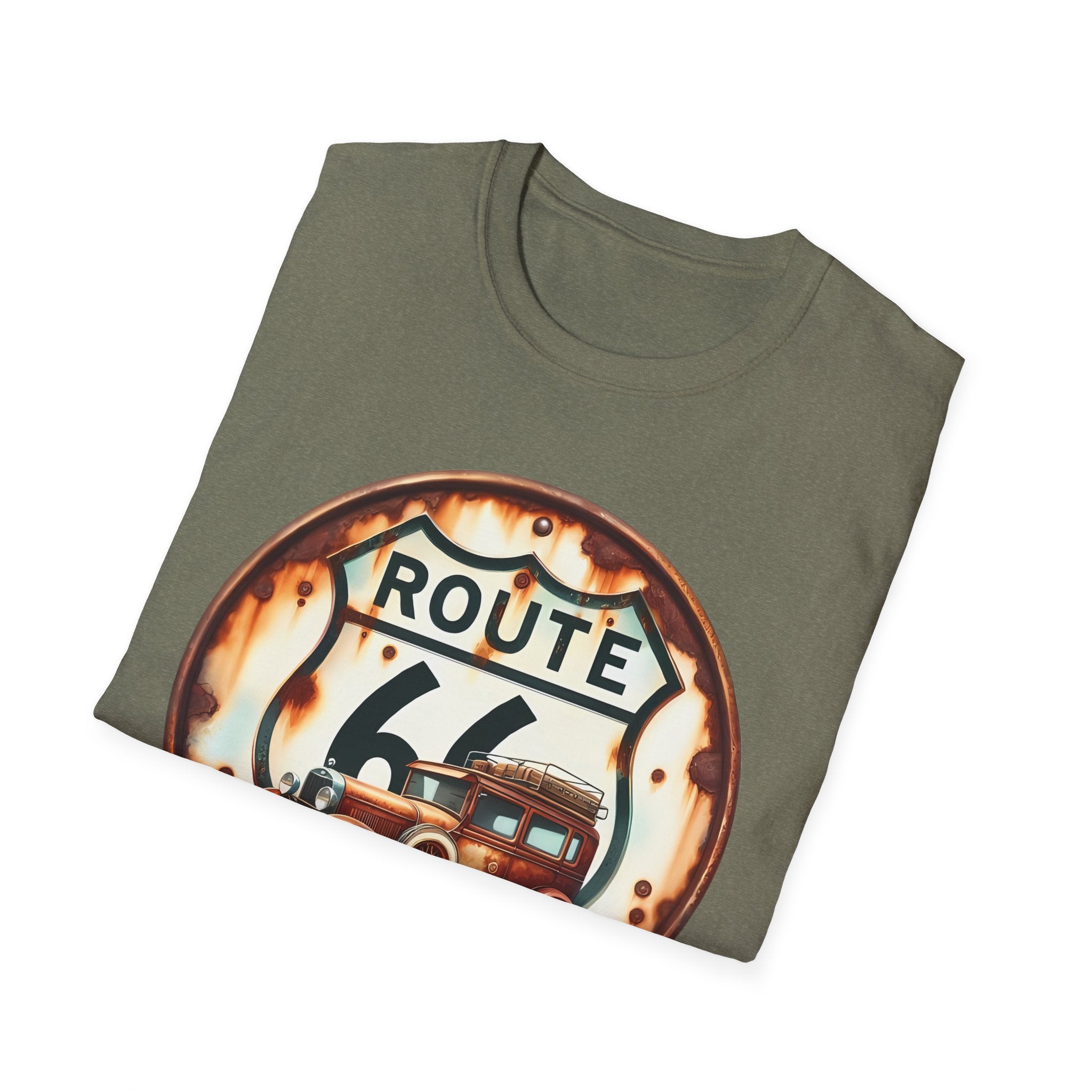 Route 66 Vintage Woody Wagon T-Shirt | The Road Is Calling, Retro Roadtrip Tee