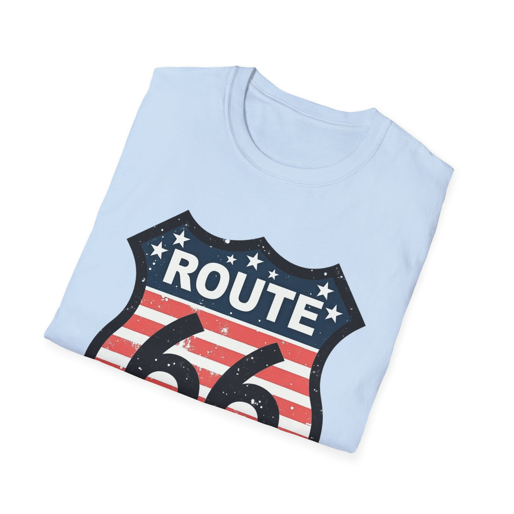 Route 66 Shield T-Shirt | American Flag Vintage Road Sign