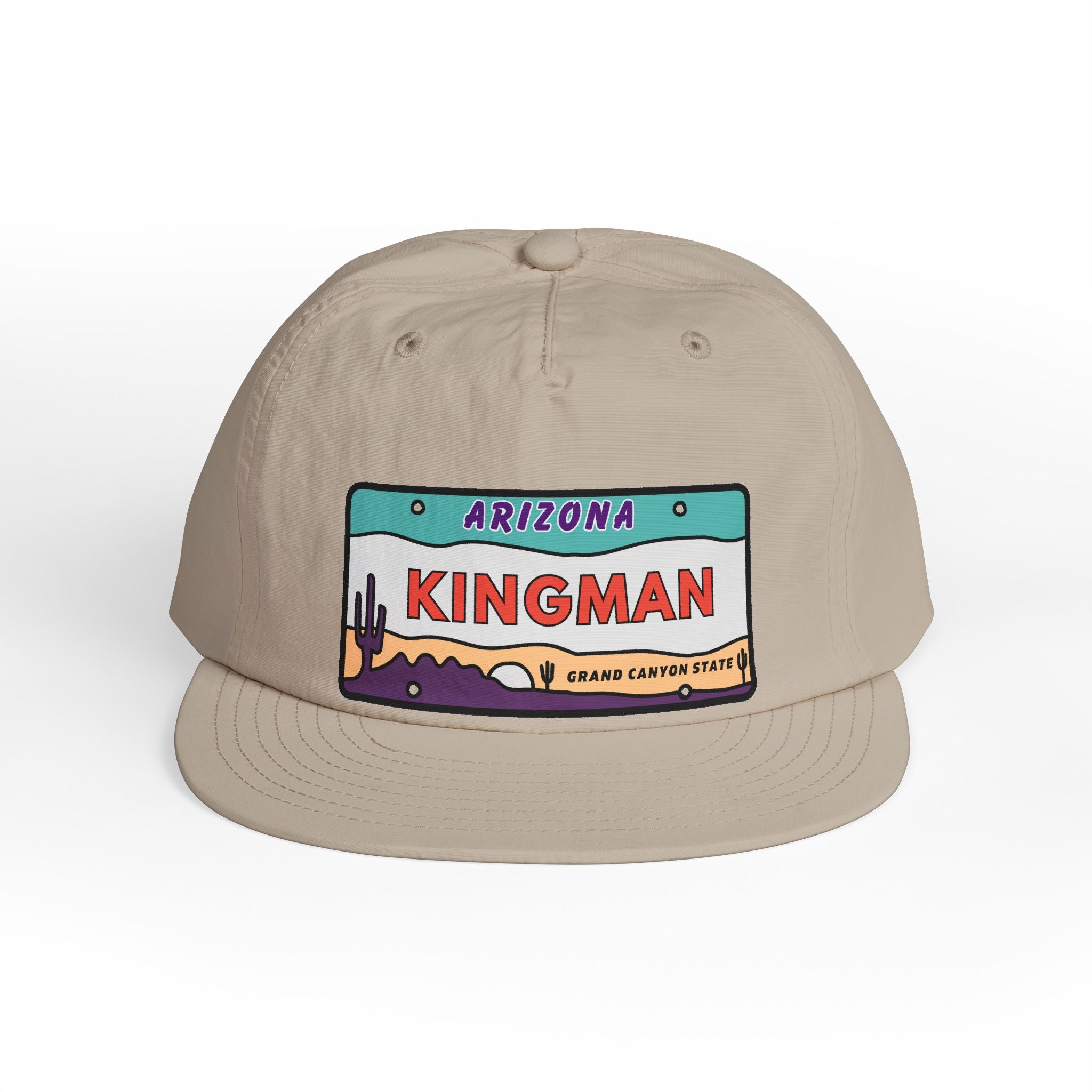 Surf Cap, Beach Hat, Summer Headwear, Kingman Arizona License Plate Dessert Cap for Water Sports
