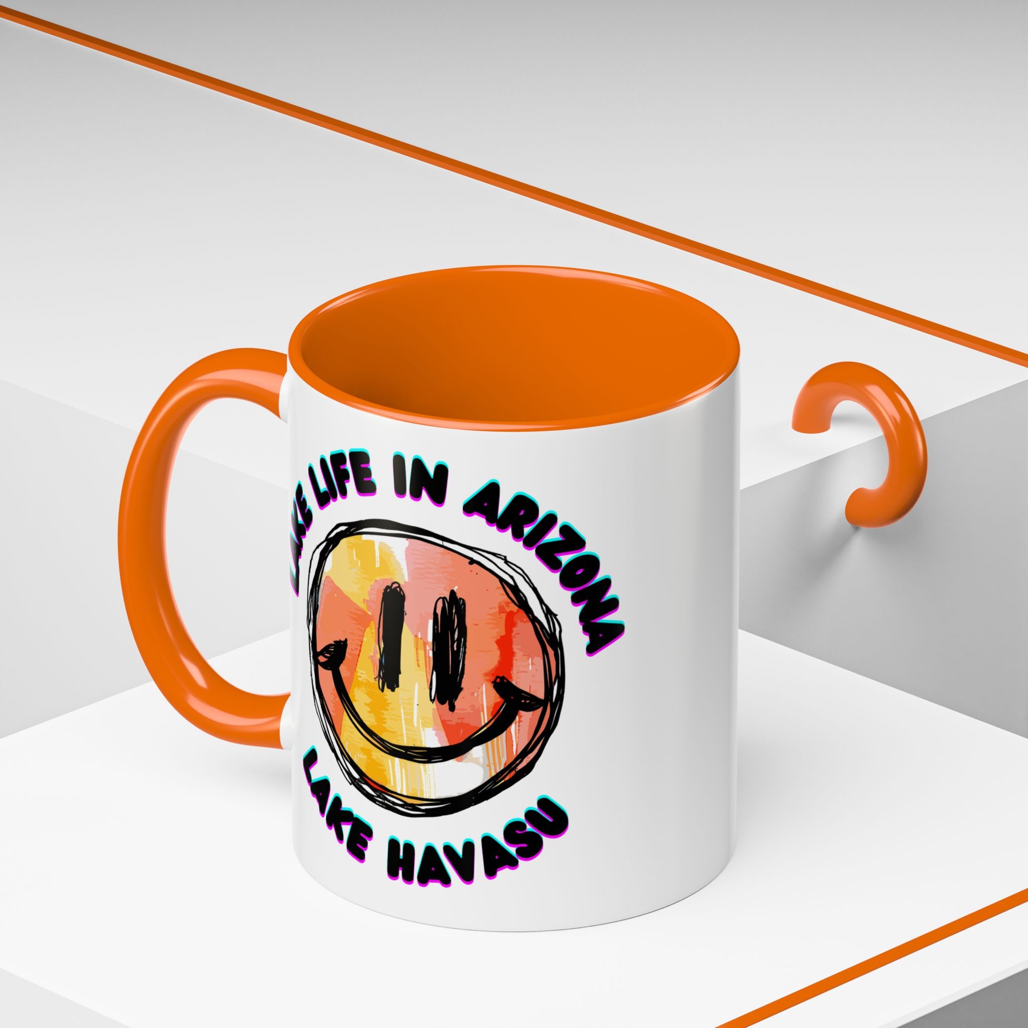 Lake Life in Arizona Smiley Mug | Lake Havasu Accent Coffee Mug