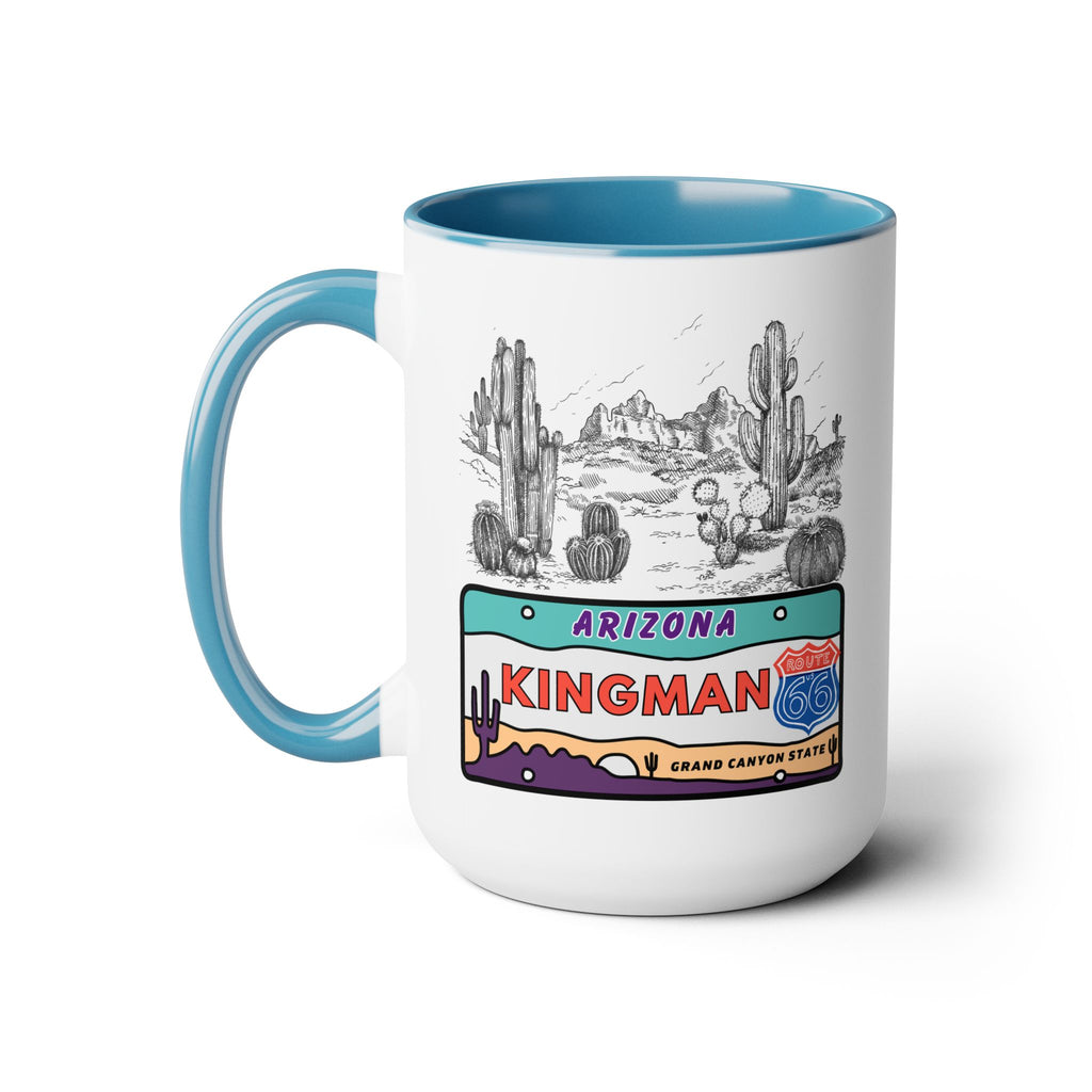 Kingman Arizona Route 66 Two-Tone Coffee Mugs, 15oz