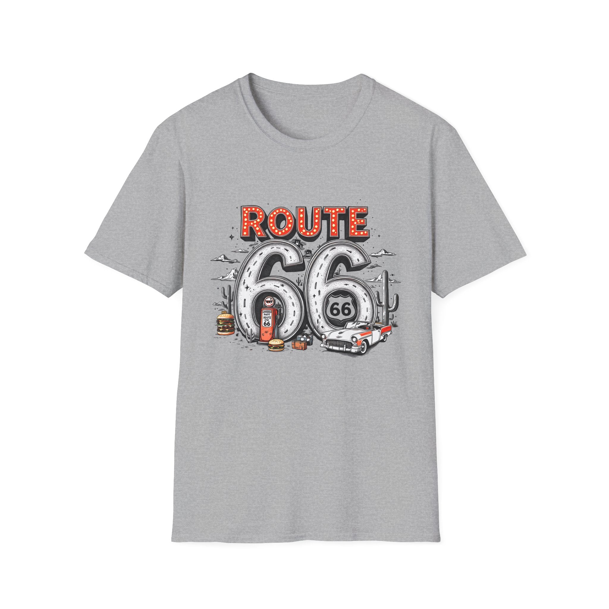 Route 66 Vintage Roadtrip T-Shirt | Classic Highway Car Signage