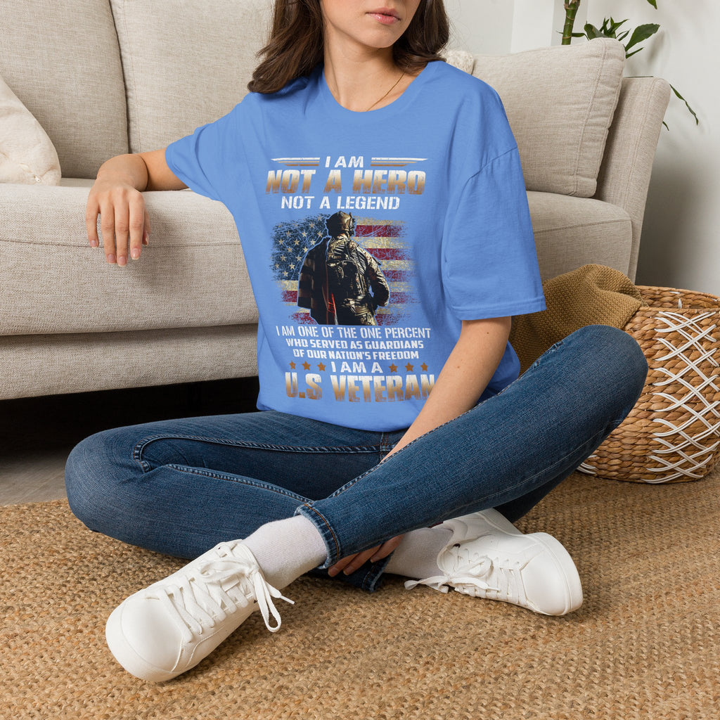 I Am Not a Hero I Am a U.S. Veteran T-Shirt | American Flag Soldier Tee